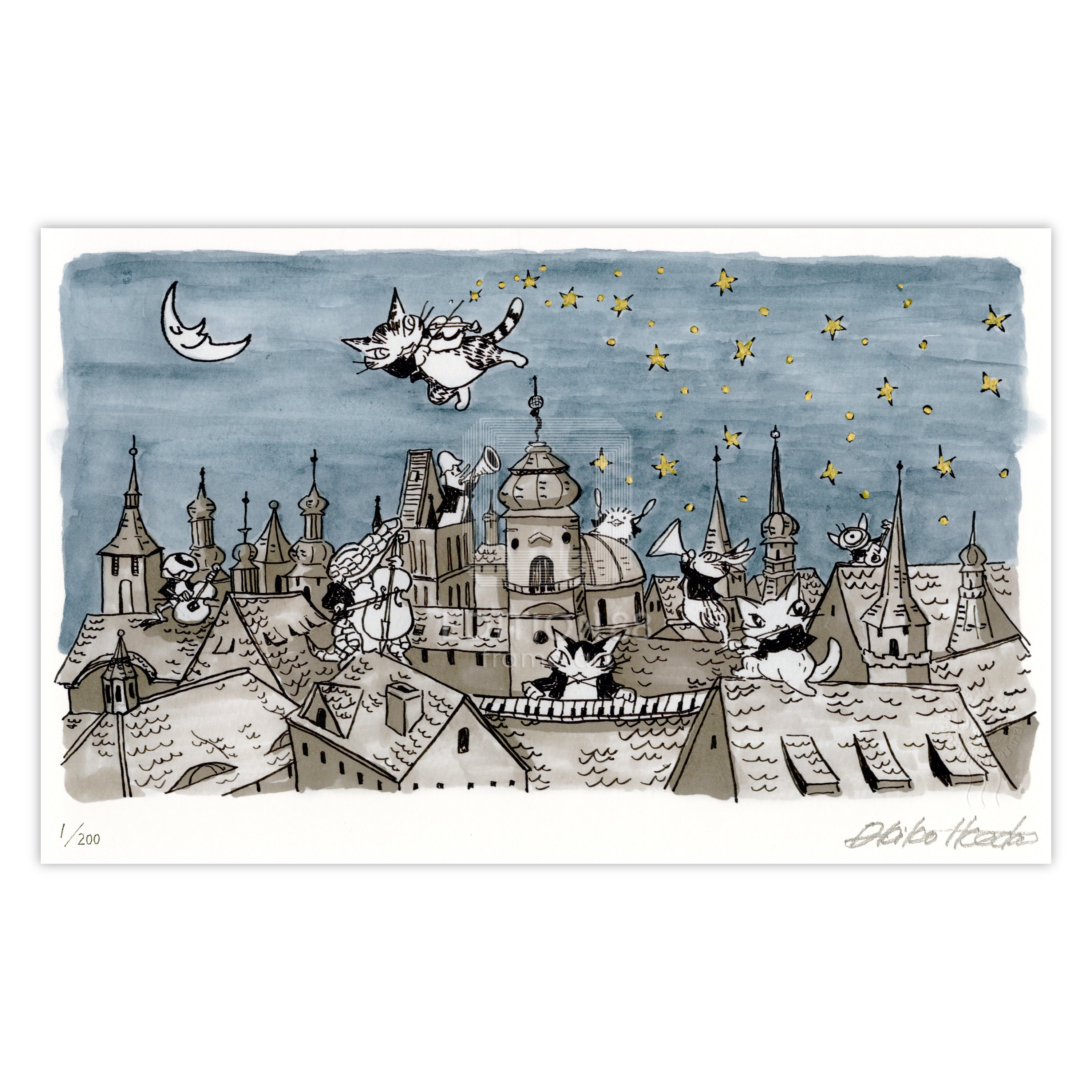 猫のダヤン 88グラフ「百塔の街に捧げる音楽会」/池田あきこ(直筆サイン入り/限定200枚)