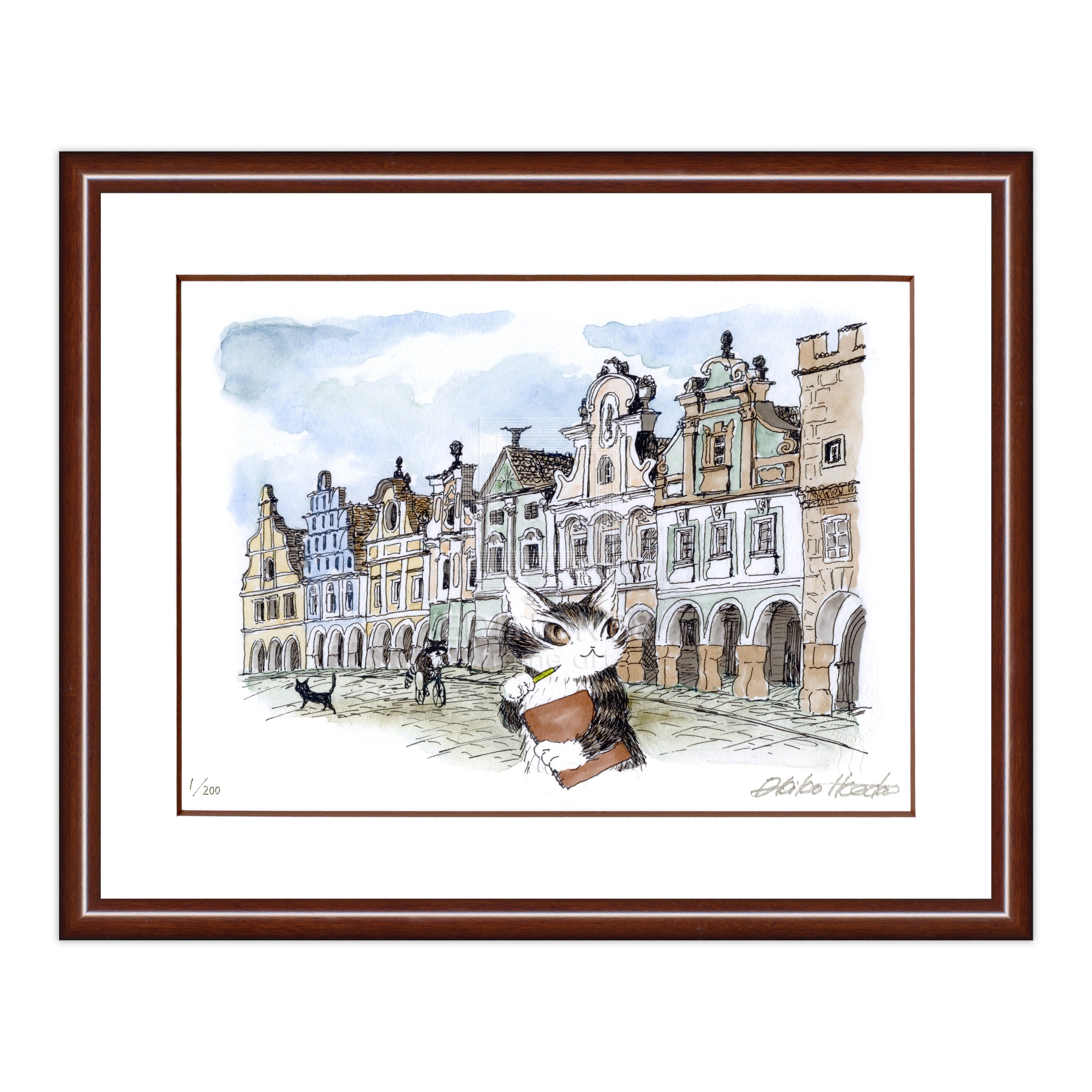 猫のダヤン 88グラフ「テルチの街並み」/池田あきこ(直筆サイン入り/限定200枚)