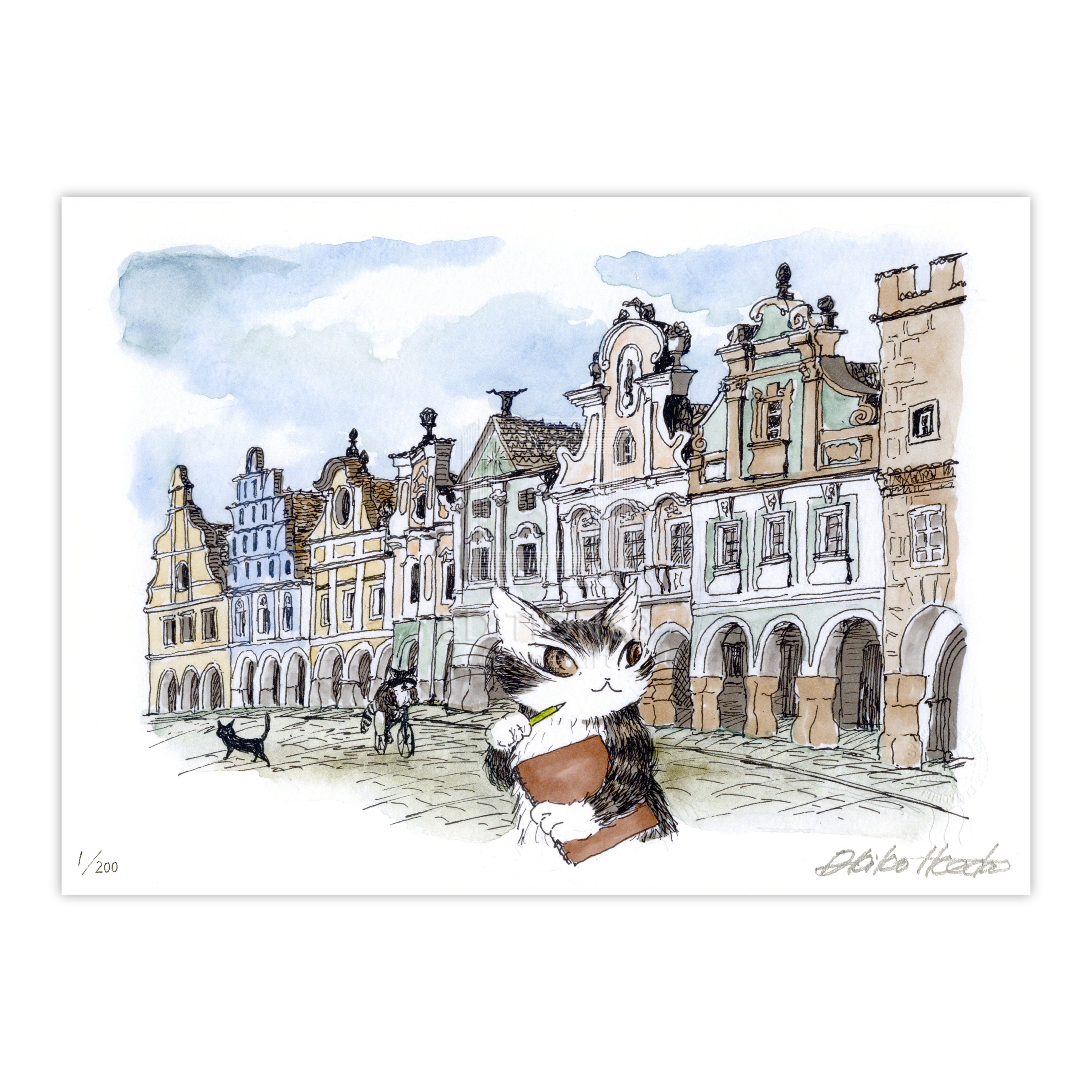 猫のダヤン 88グラフ「テルチの街並み」/池田あきこ(直筆サイン入り/限定200枚)