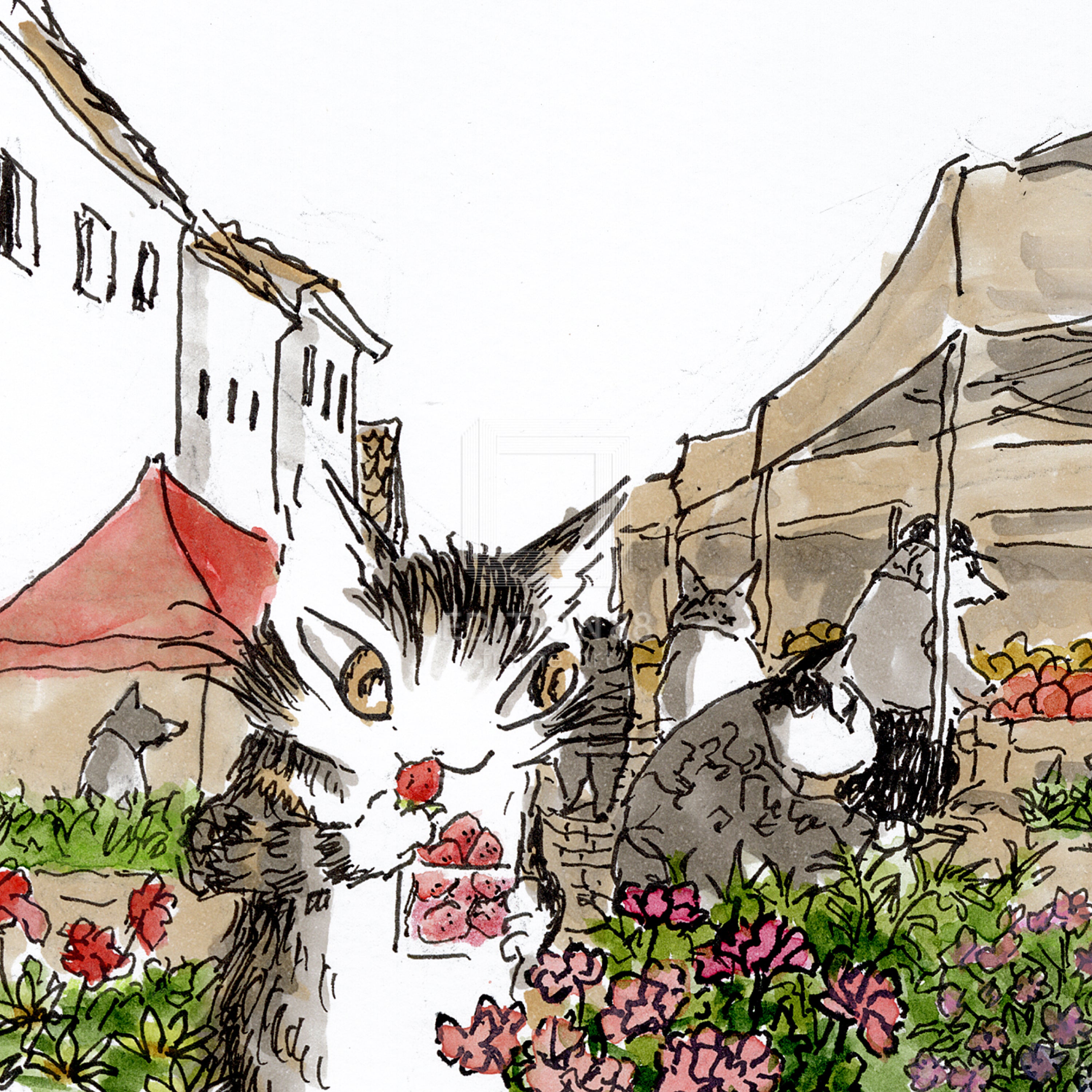 猫のダヤン 88グラフ「キヨフの土曜市」/池田あきこ(直筆サイン入り/限定200枚)