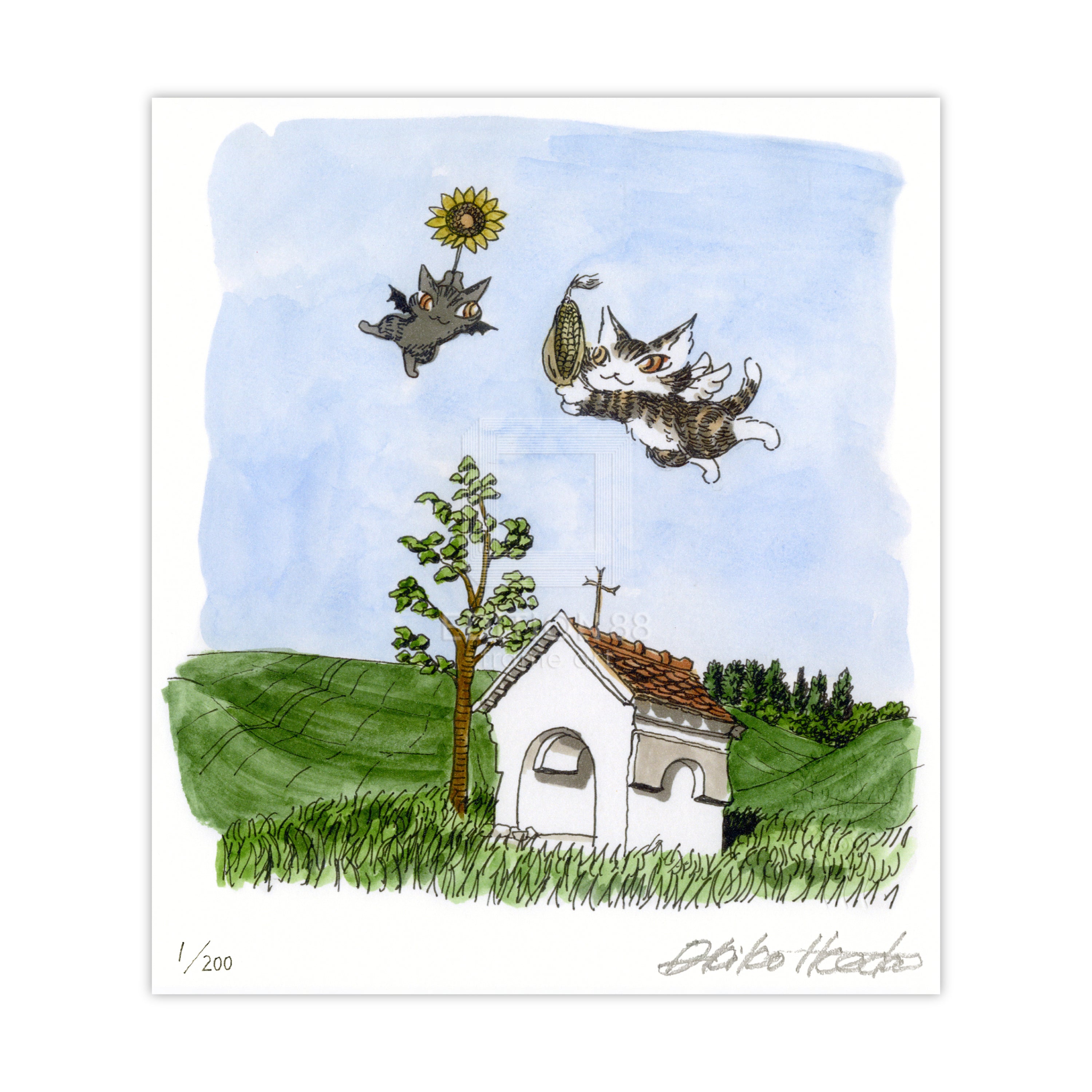 猫のダヤン 88グラフ「モラヴィアの空に収穫を祈って」/池田あきこ(直筆サイン入り/限定200枚)