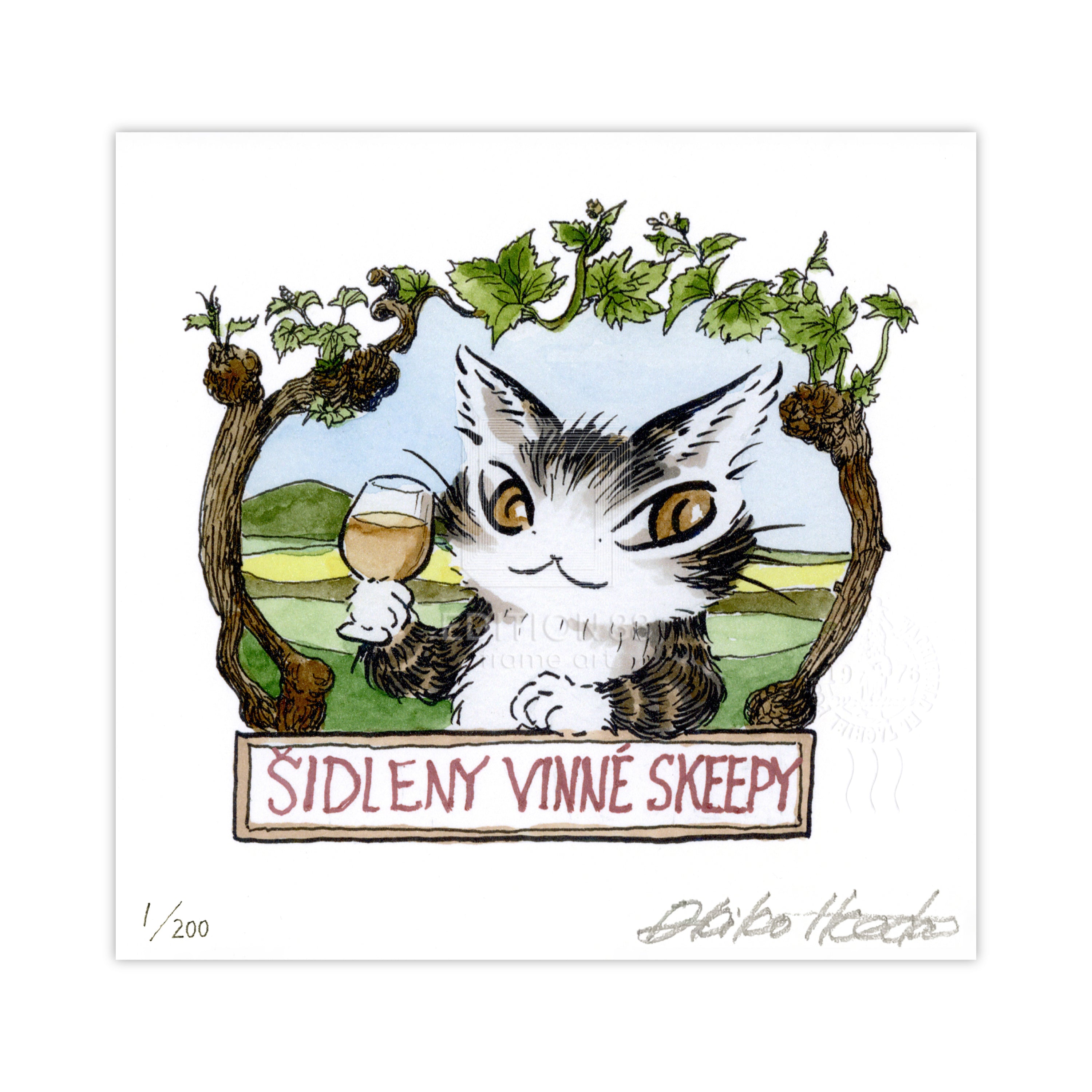 猫のダヤン 88グラフ「小さなワインの村」/池田あきこ(直筆サイン入り/限定200枚)