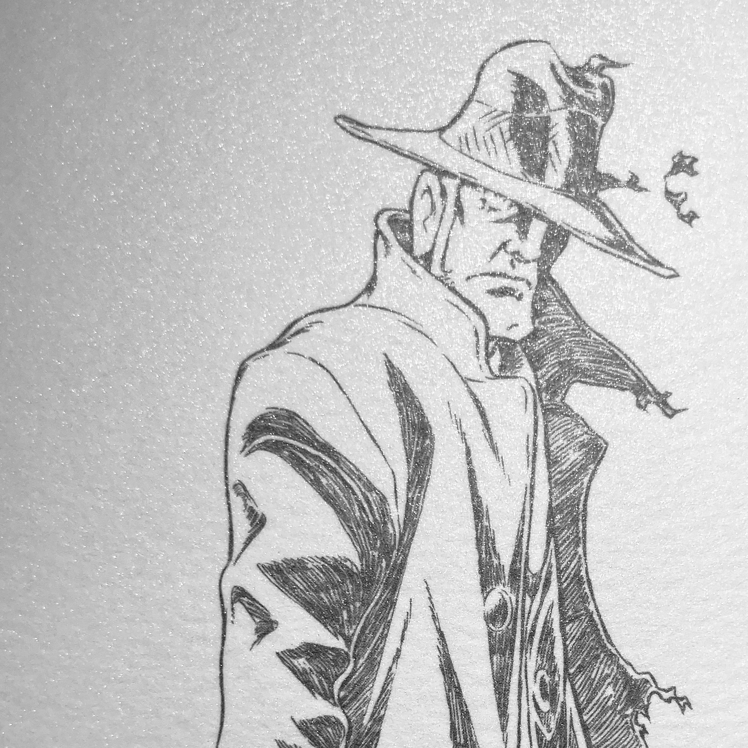 鉛筆画アートプリント(銭形と2人のルパン)/LUPINTHE ⅢRD