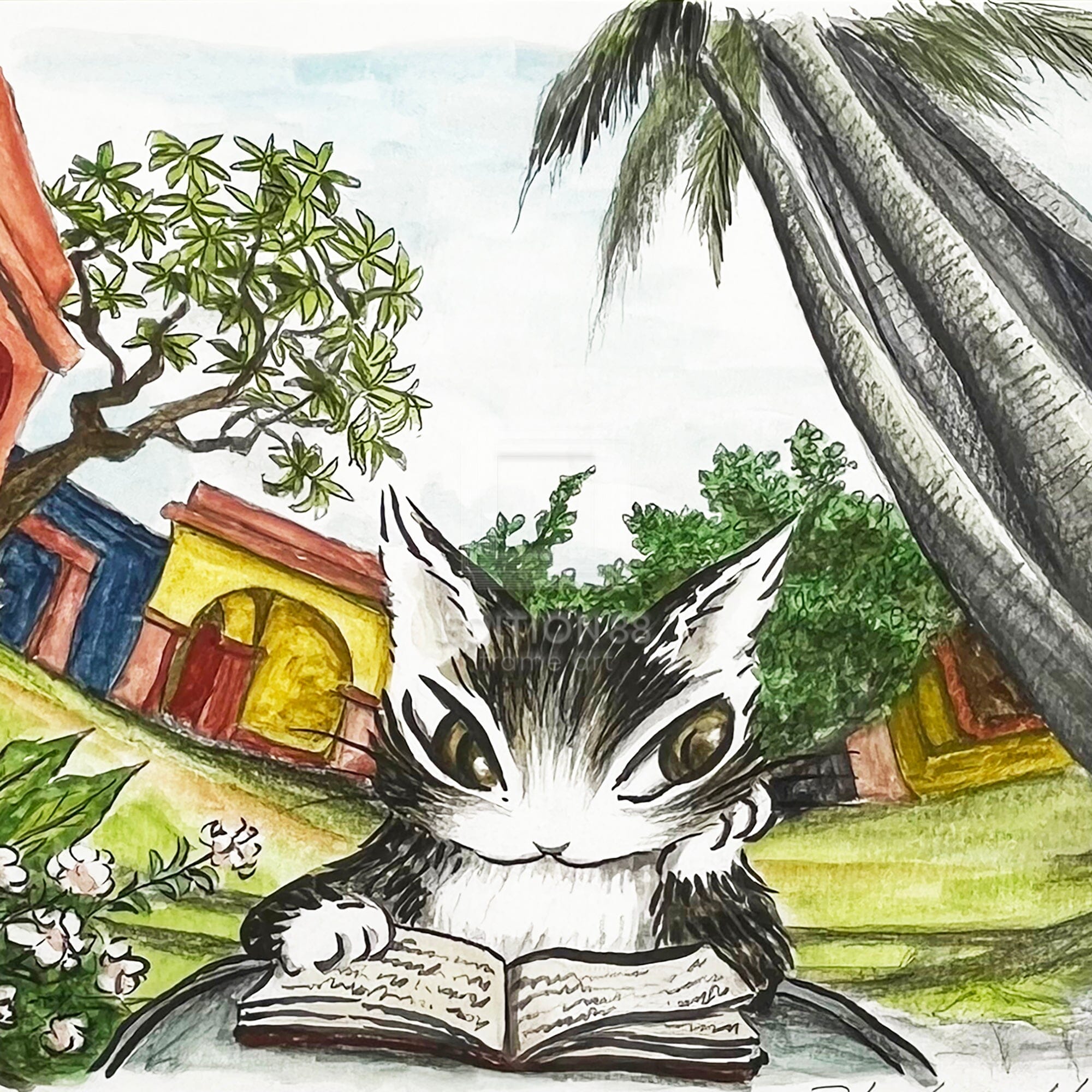 猫のダヤン 88グラフ「オアハカの学校で」/池田あきこ(直筆サイン入り/限定200枚) 88グラフ Edition88