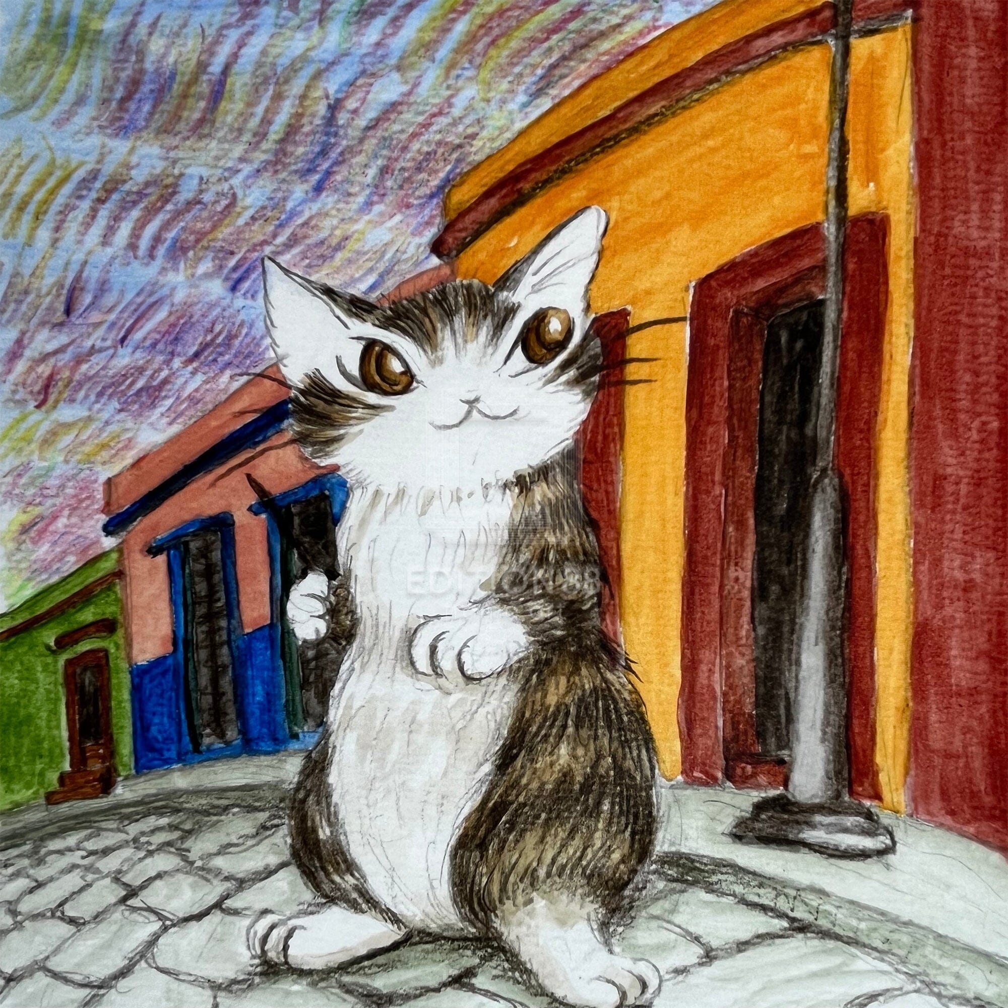 猫のダヤン 88グラフ「オアハカの空にひるがえる旗」/池田あきこ(直筆サイン入り/限定200枚) 88グラフ Edition88