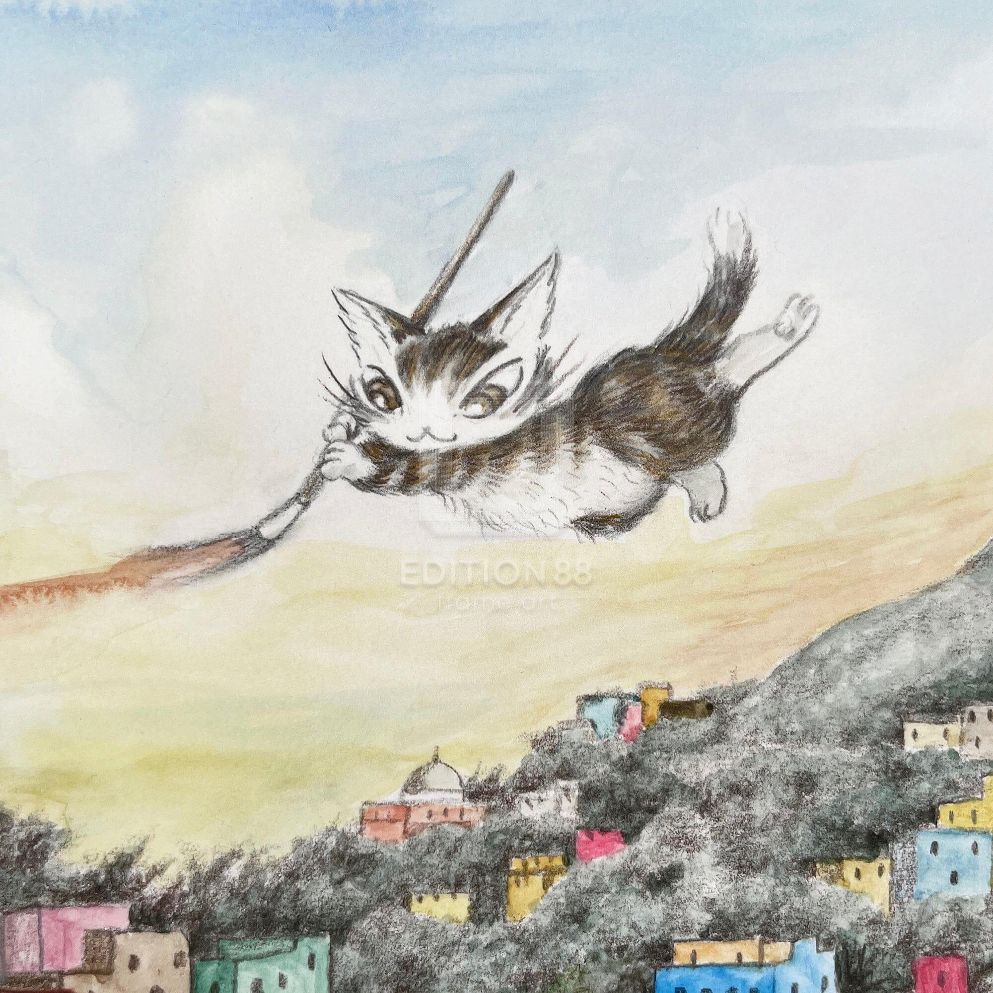 猫のダヤン 88グラフ「グワナファトのカラフルな街」/池田あきこ(直筆サイン入り/限定200枚) 88グラフ Edition88