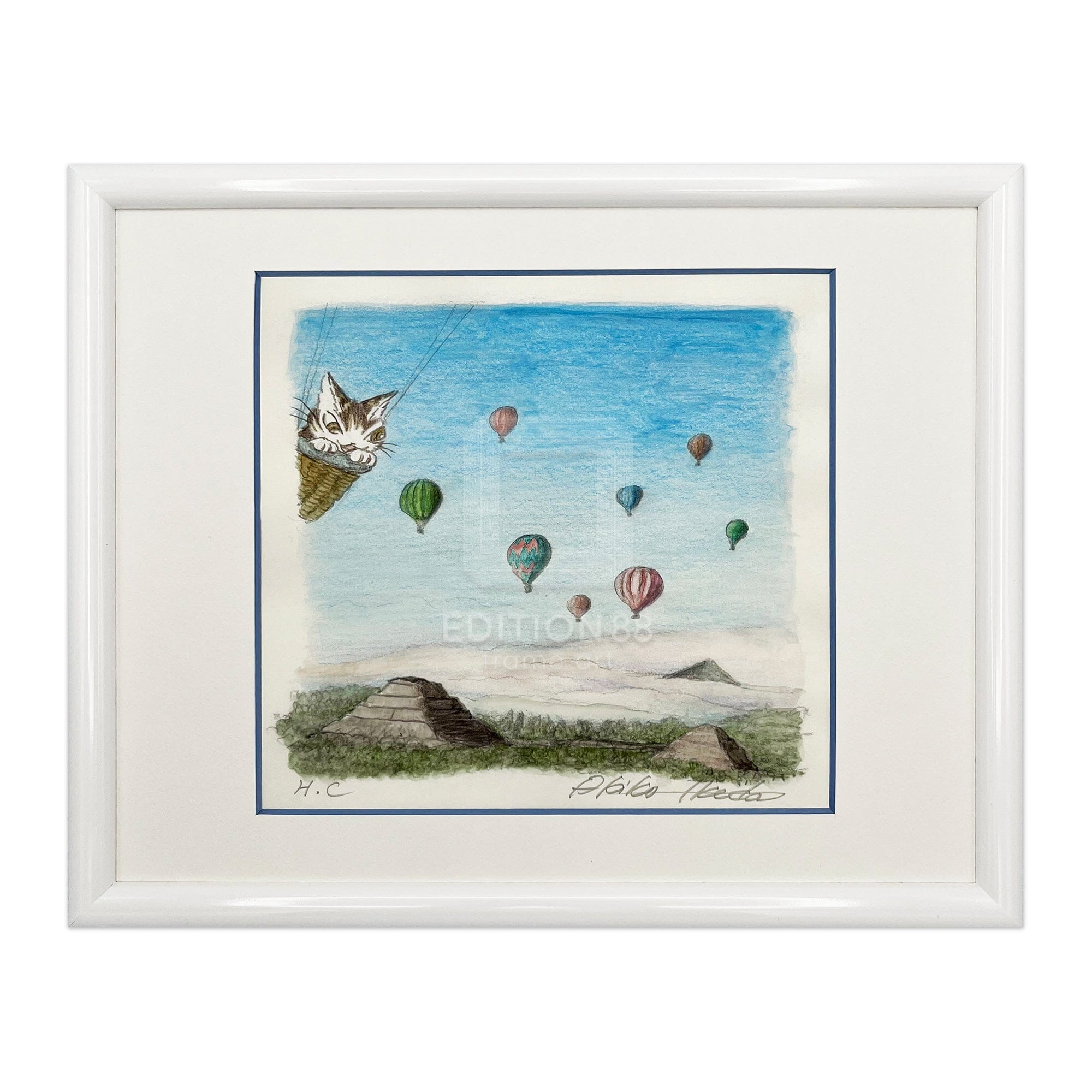 猫のダヤン 88グラフ「気球に乗ってピラミッドを見る」/池田あきこ(直筆サイン入り/限定200枚) 88グラフ Edition88