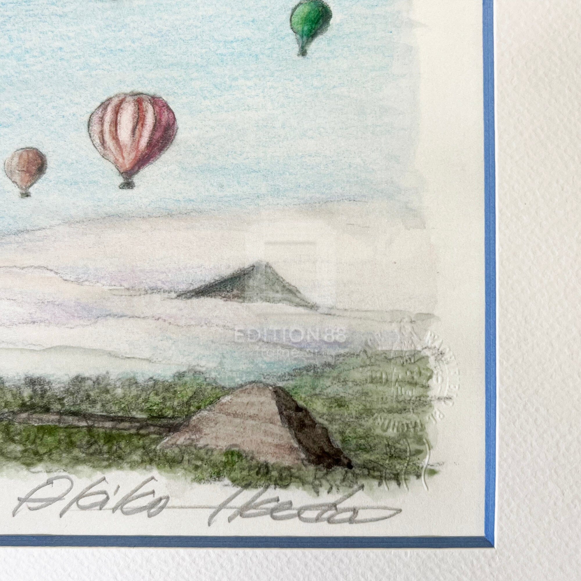 猫のダヤン 88グラフ「気球に乗ってピラミッドを見る」/池田あきこ(直筆サイン入り/限定200枚) 88グラフ Edition88