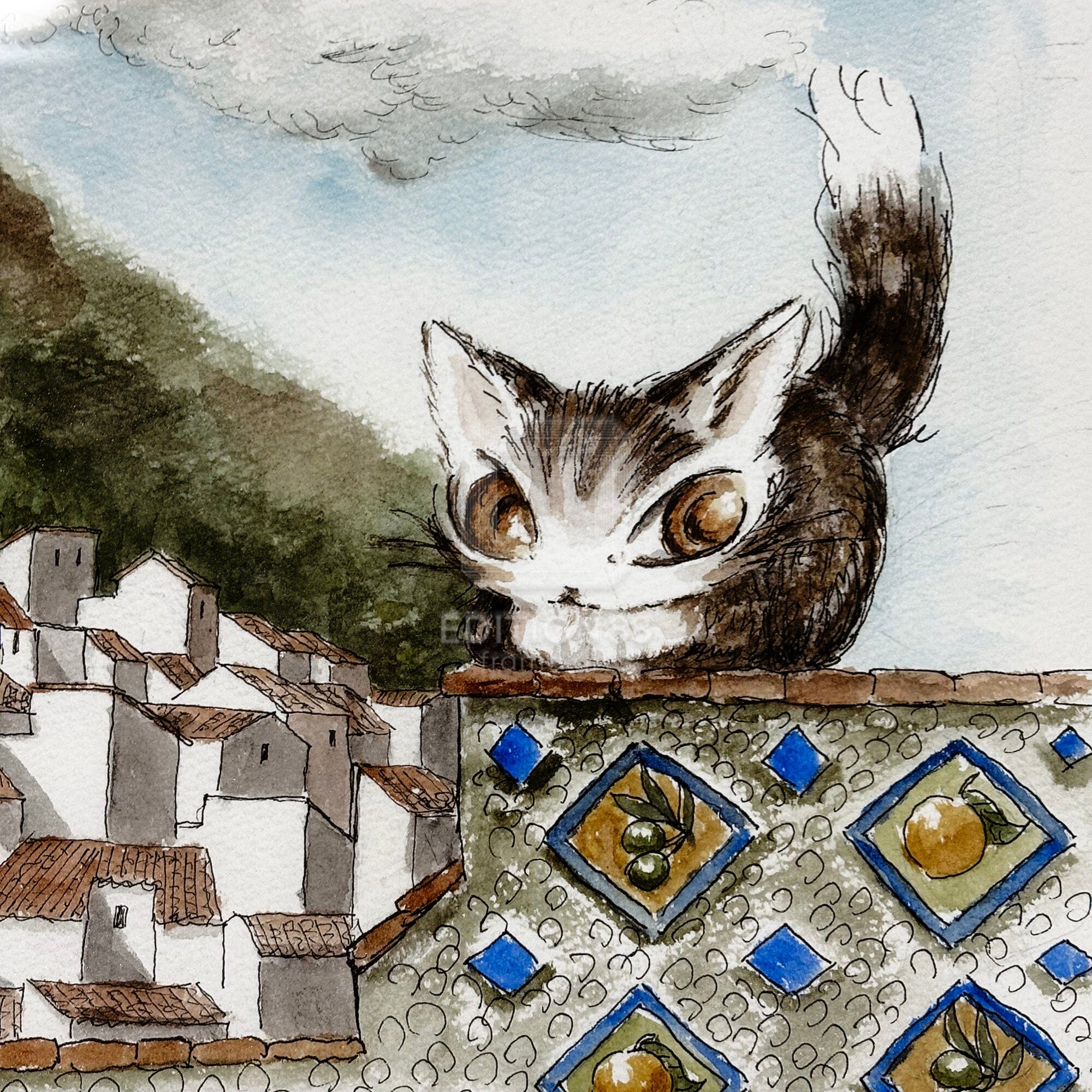 猫のダヤン 88グラフ「アンダルシアの白い村」/池田あきこ(直筆サイン入り/限定200枚) 88グラフ Edition88