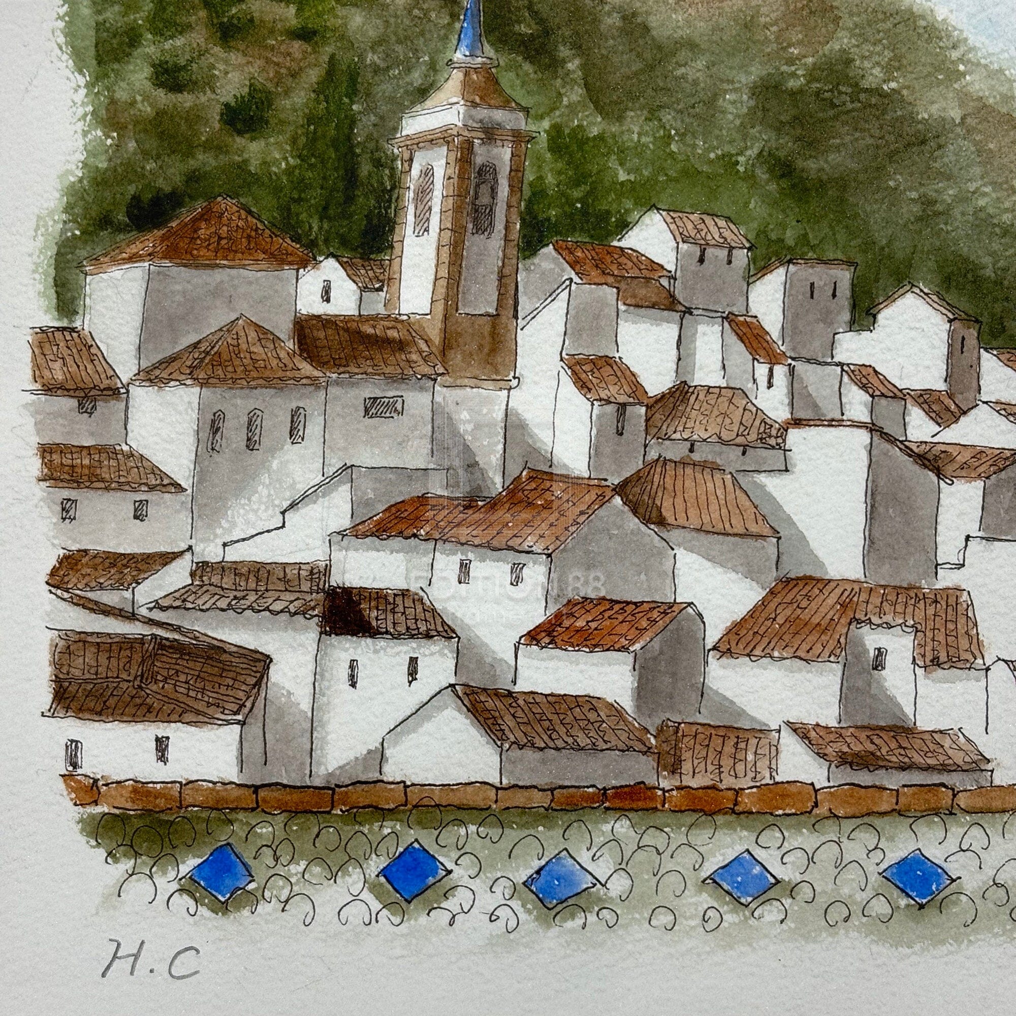 猫のダヤン 88グラフ「アンダルシアの白い村」/池田あきこ(直筆サイン入り/限定200枚) 88グラフ Edition88