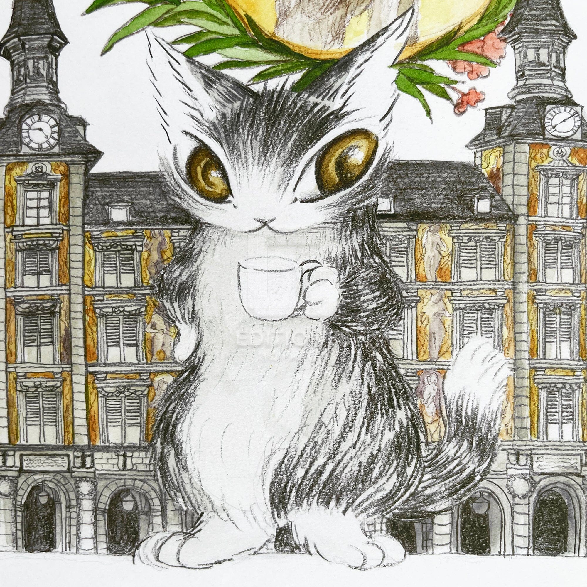 猫のダヤン 88グラフ「マヨール広場」/池田あきこ(直筆サイン入り/限定200枚) 88グラフ Edition88