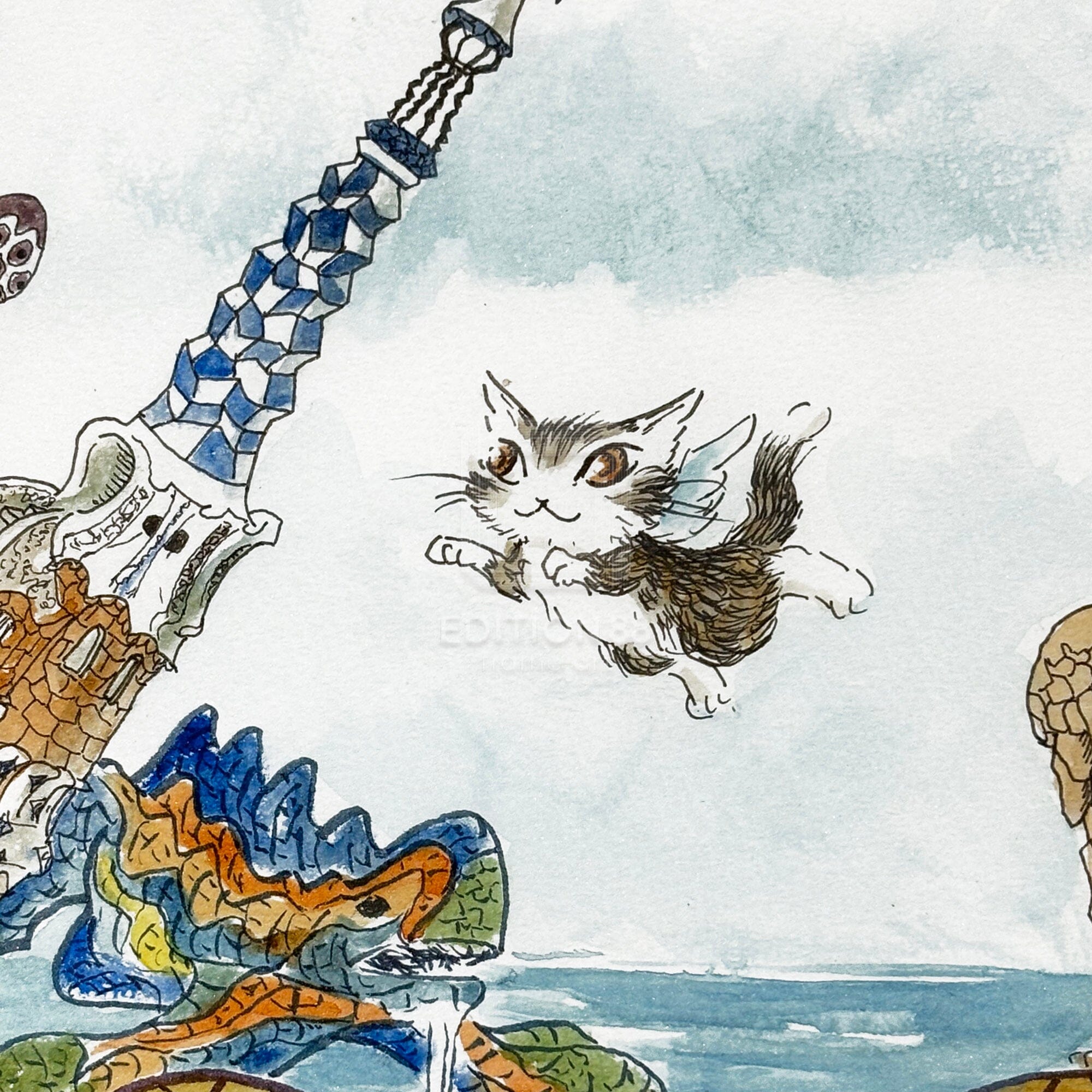 猫のダヤン 88グラフ「グエル公園にて」/池田あきこ(直筆サイン入り/限定200枚) 88グラフ Edition88