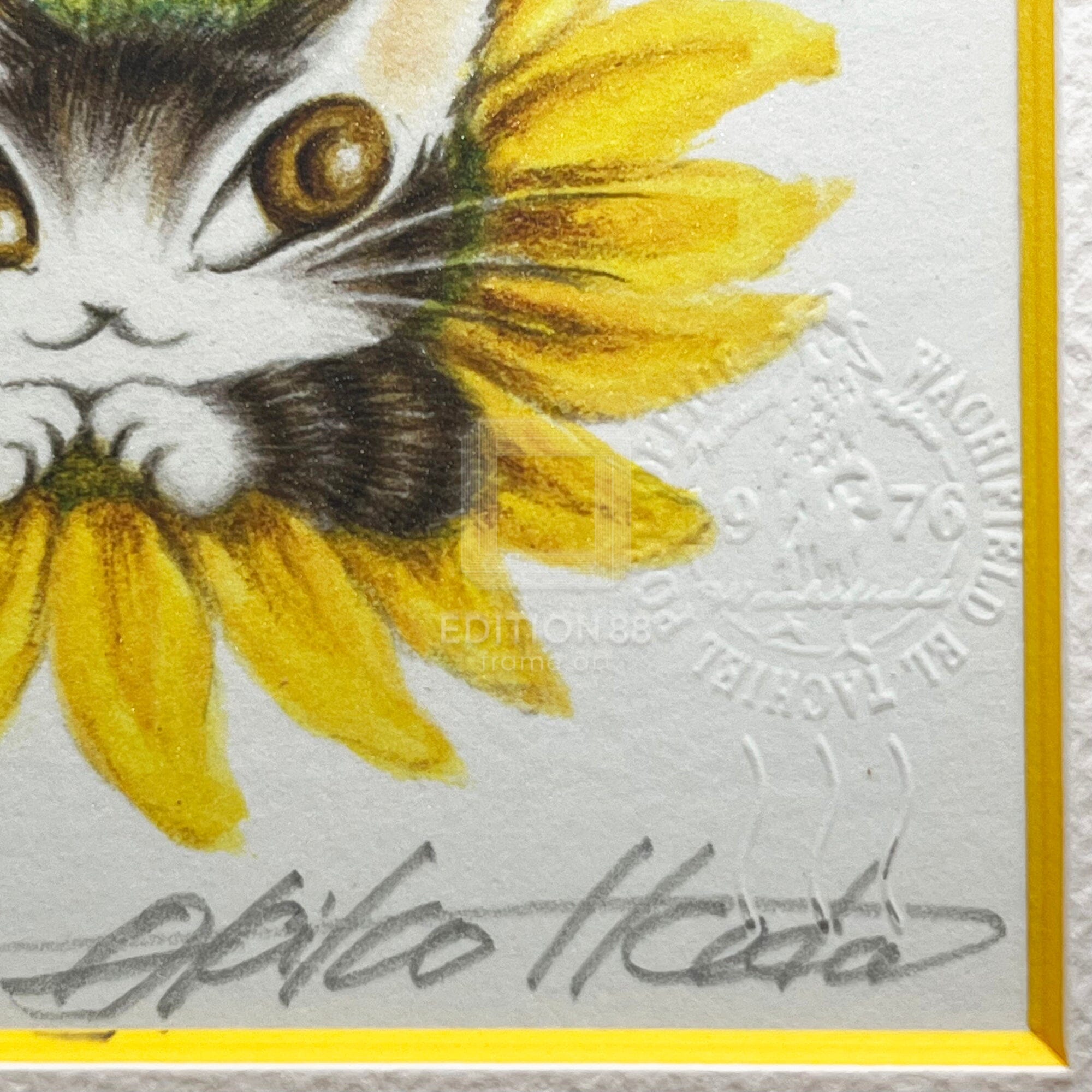 猫のダヤン 88グラフ「ひまわりダヤン」/池田あきこ(直筆サイン入り/限定200枚) 88グラフ Edition88