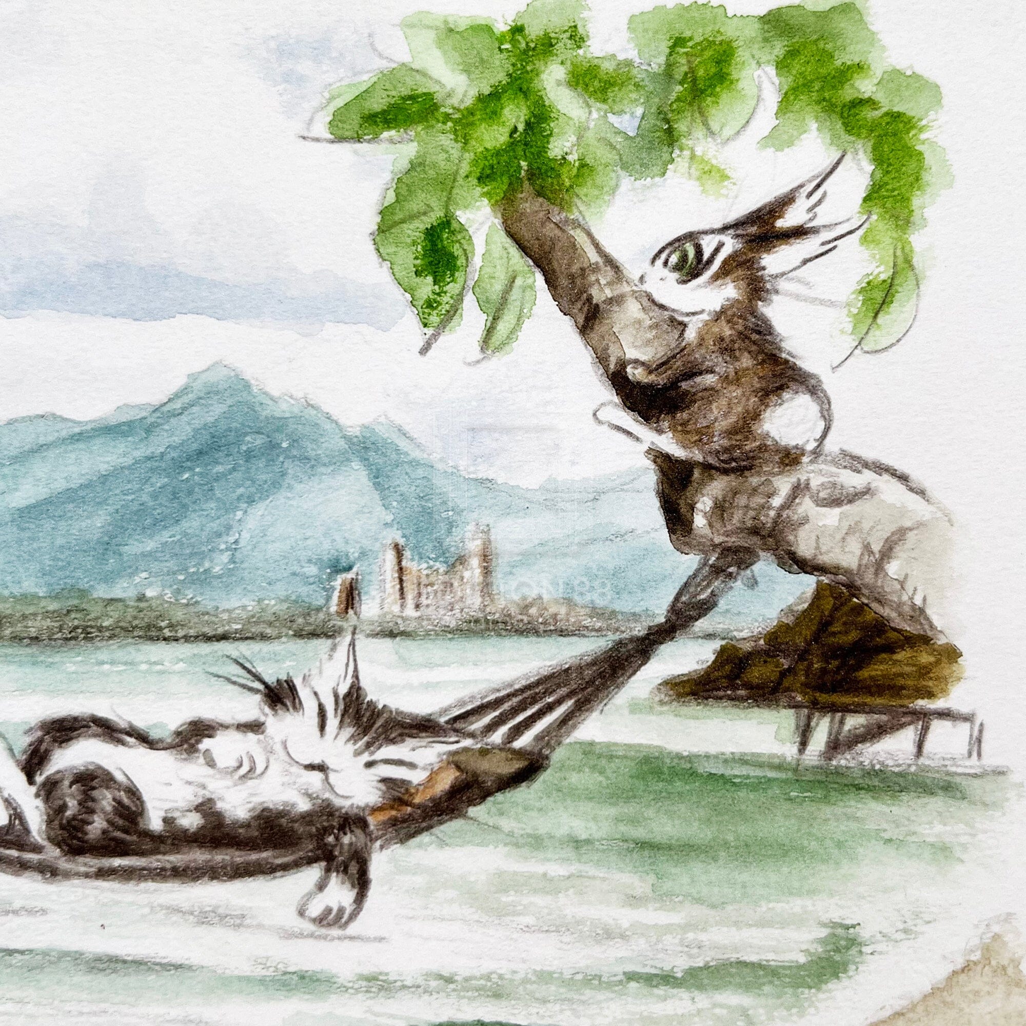 猫のダヤン 88グラフ「ボルネオのビーチ」/池田あきこ(直筆サイン入り/限定200枚) 88グラフ Edition88