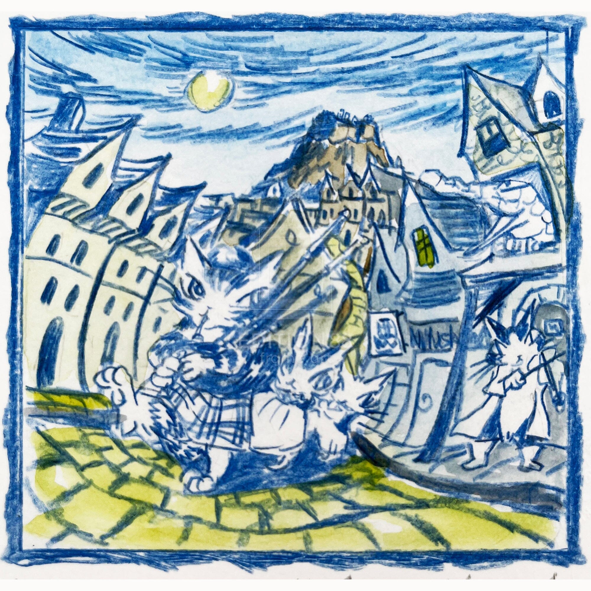 猫のダヤン 88グラフ「エジンバラの夜の行進」/池田あきこ(直筆サイン入り/限定200枚) 88グラフ Edition88