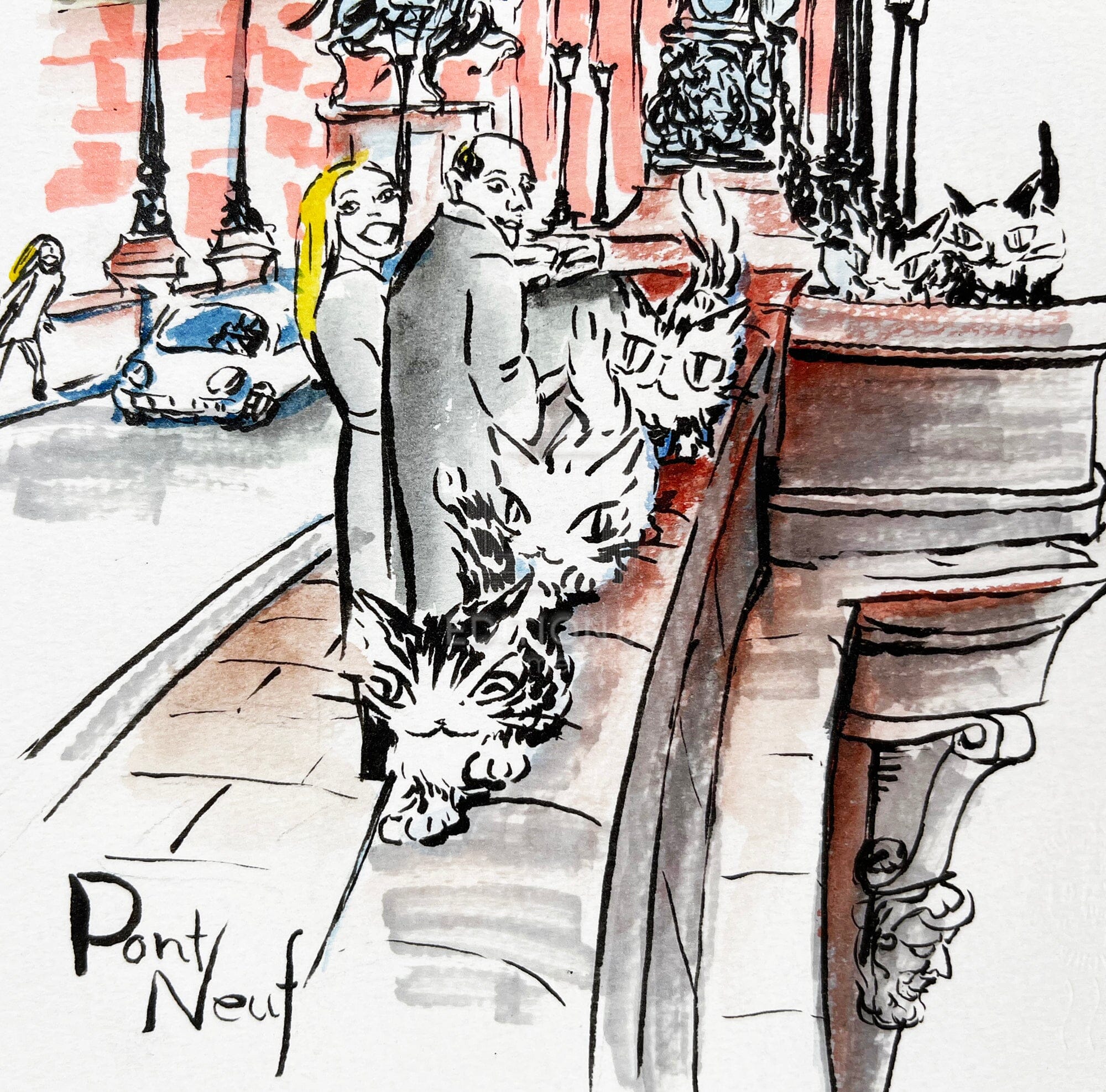 猫のダヤン 88グラフ「ポンヌフ橋を渡る」/池田あきこ(直筆サイン入り/限定200枚) 88グラフ Edition88