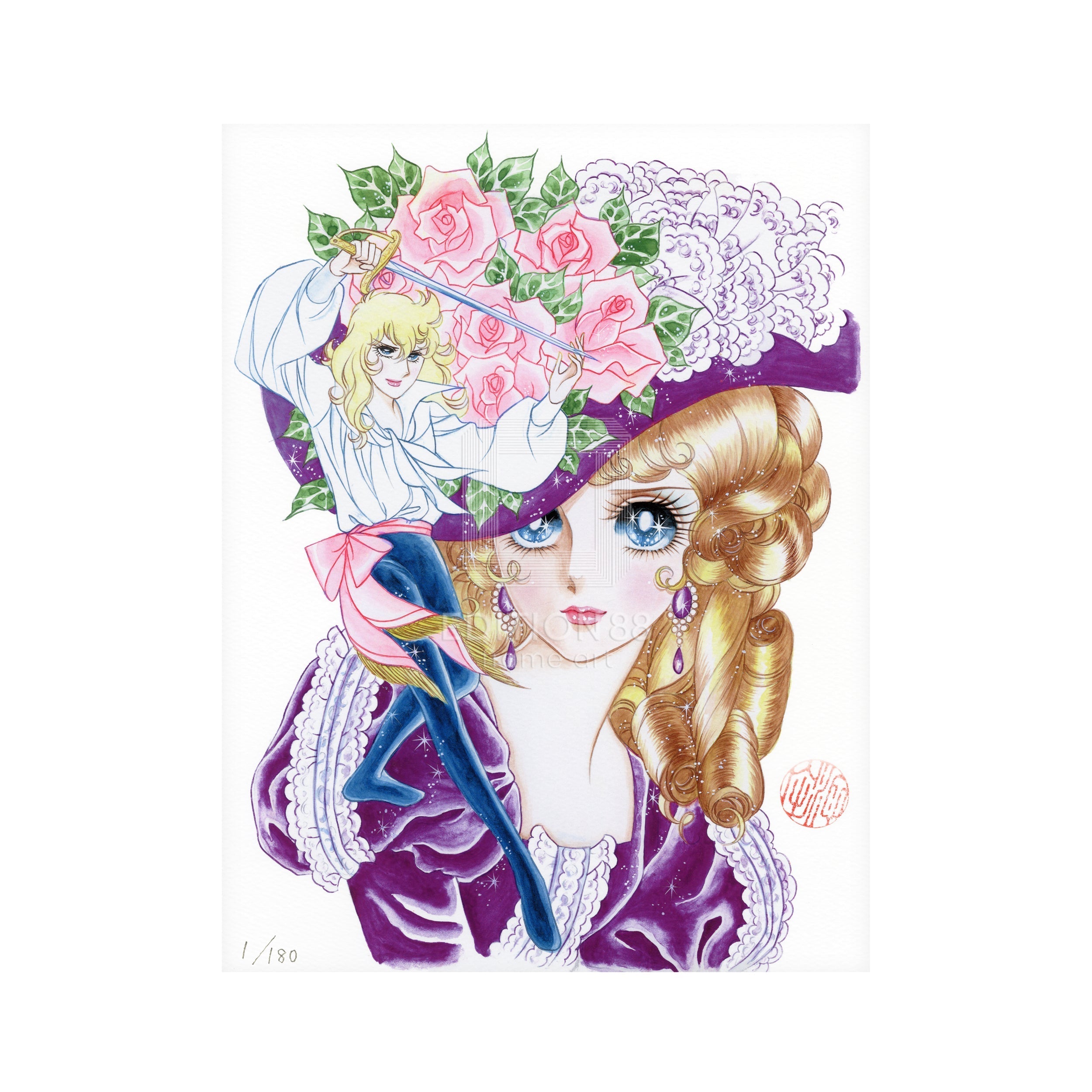 「ベルサイユのばら」版画15 / 池田理代子(落款入り / 限定180枚) 版画 Edition88