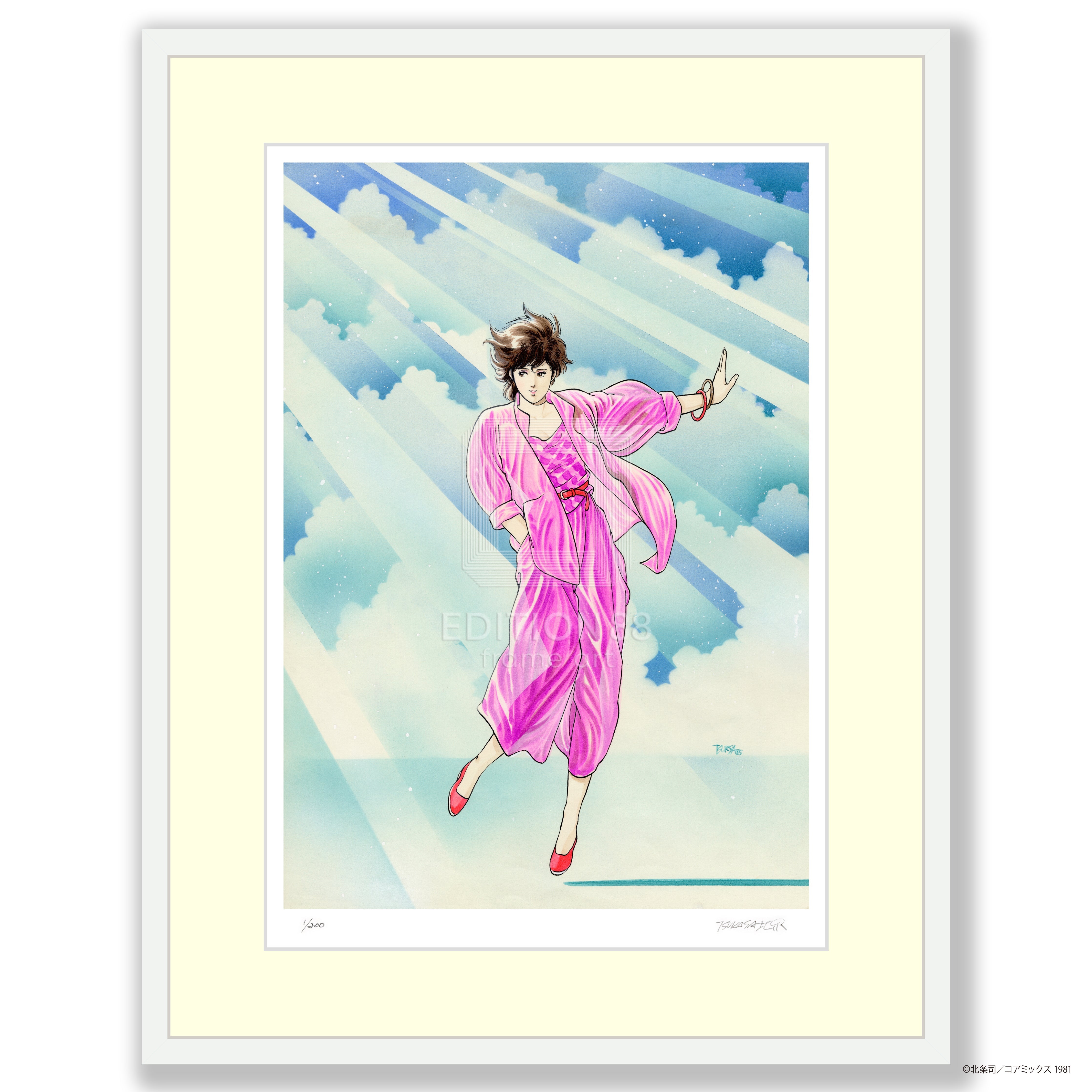 「キャッツ♥アイ」 版画3(ジャンプ・コミックス 1985年 第14巻/表紙カバーより)/北条司(直筆サイン入り/国内版限定200枚) 版画 Edition88