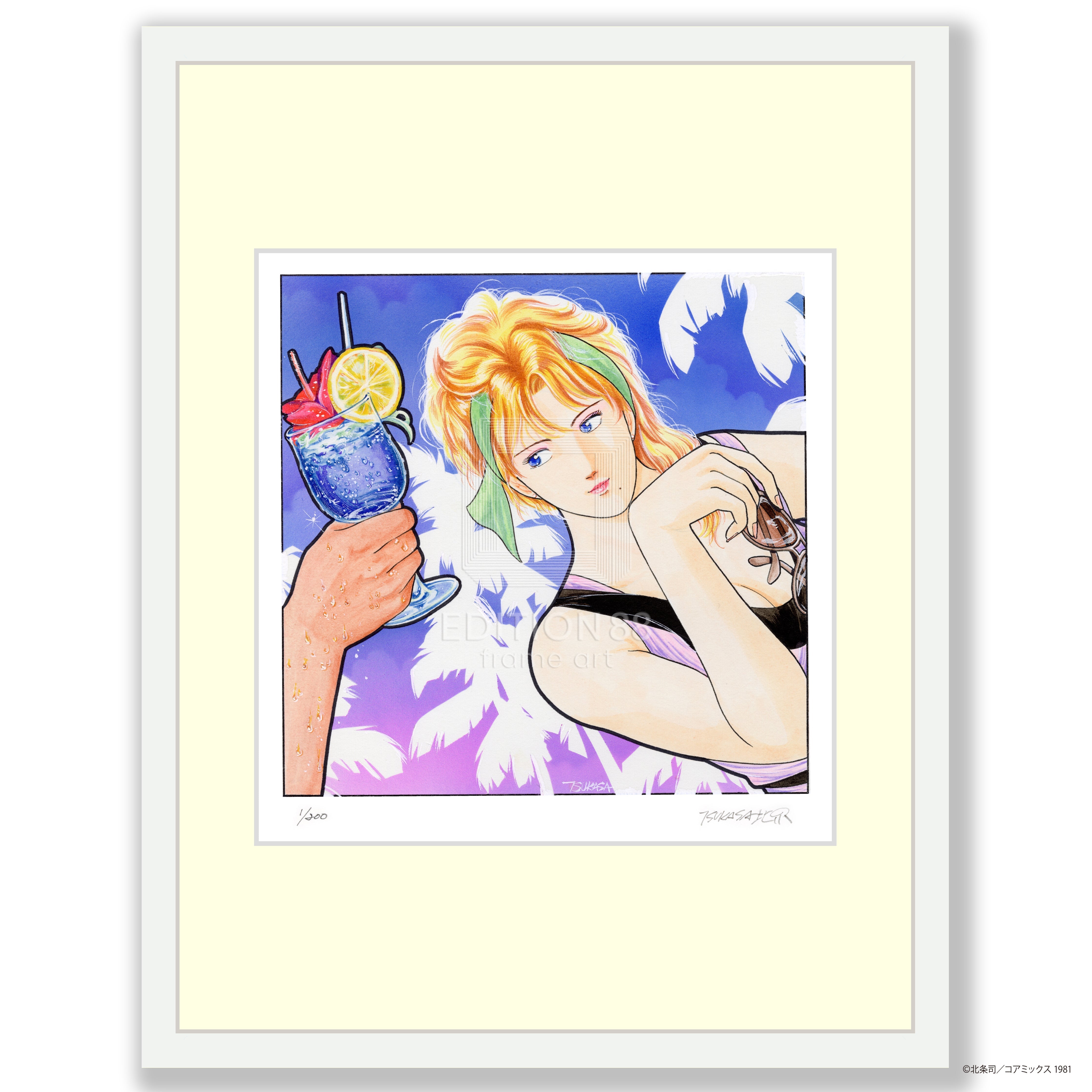 「キャッツ♥アイ」版画7(ジャンプ・コミックス 1983年 第5巻/表紙カバーより)/北条司(直筆サイン入り/国内版限定200枚) 版画 Edition88