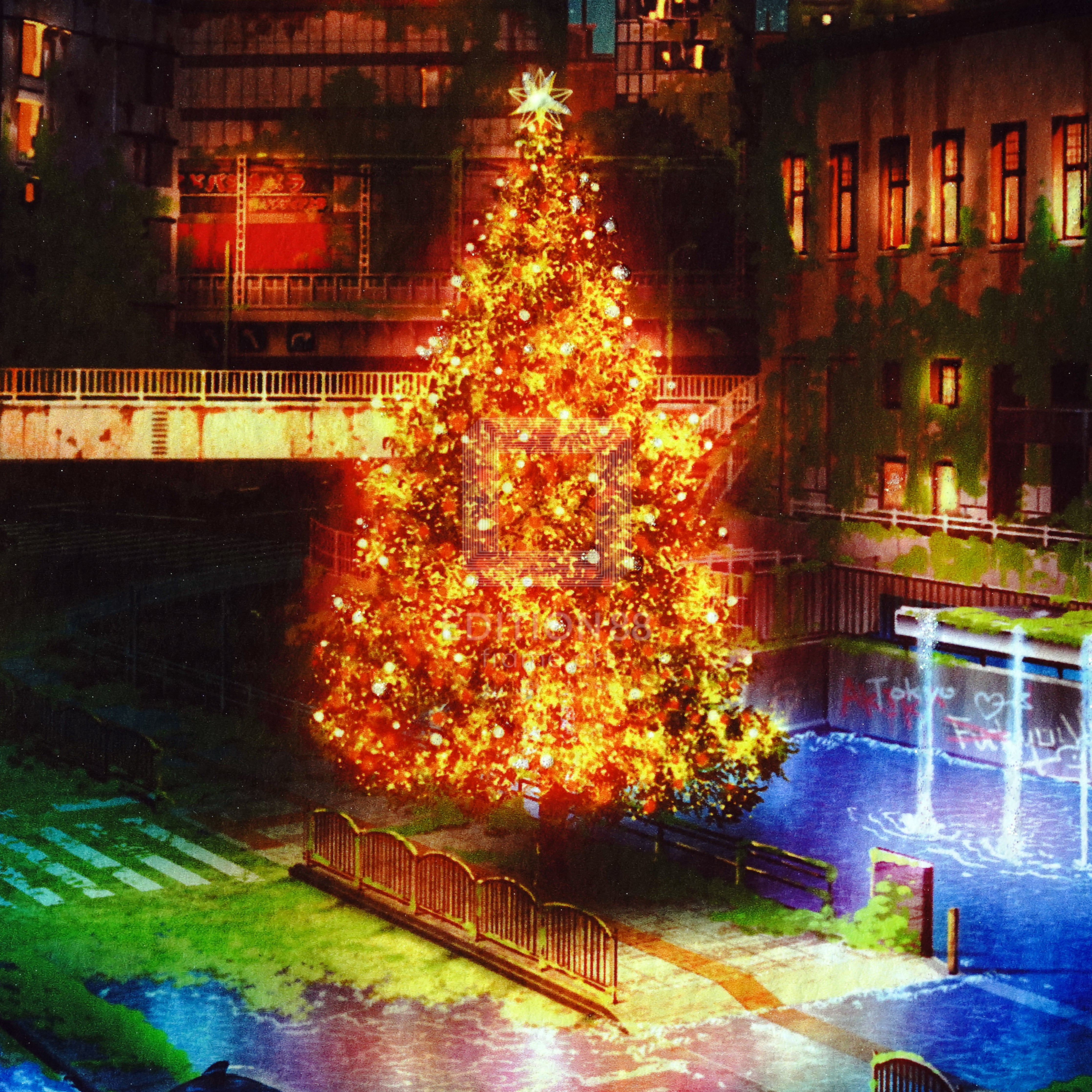 上野駅幻想クリスマス きらめき版 / 東京幻想(直筆サイン入り / 限定21枚) 版画 Edition88