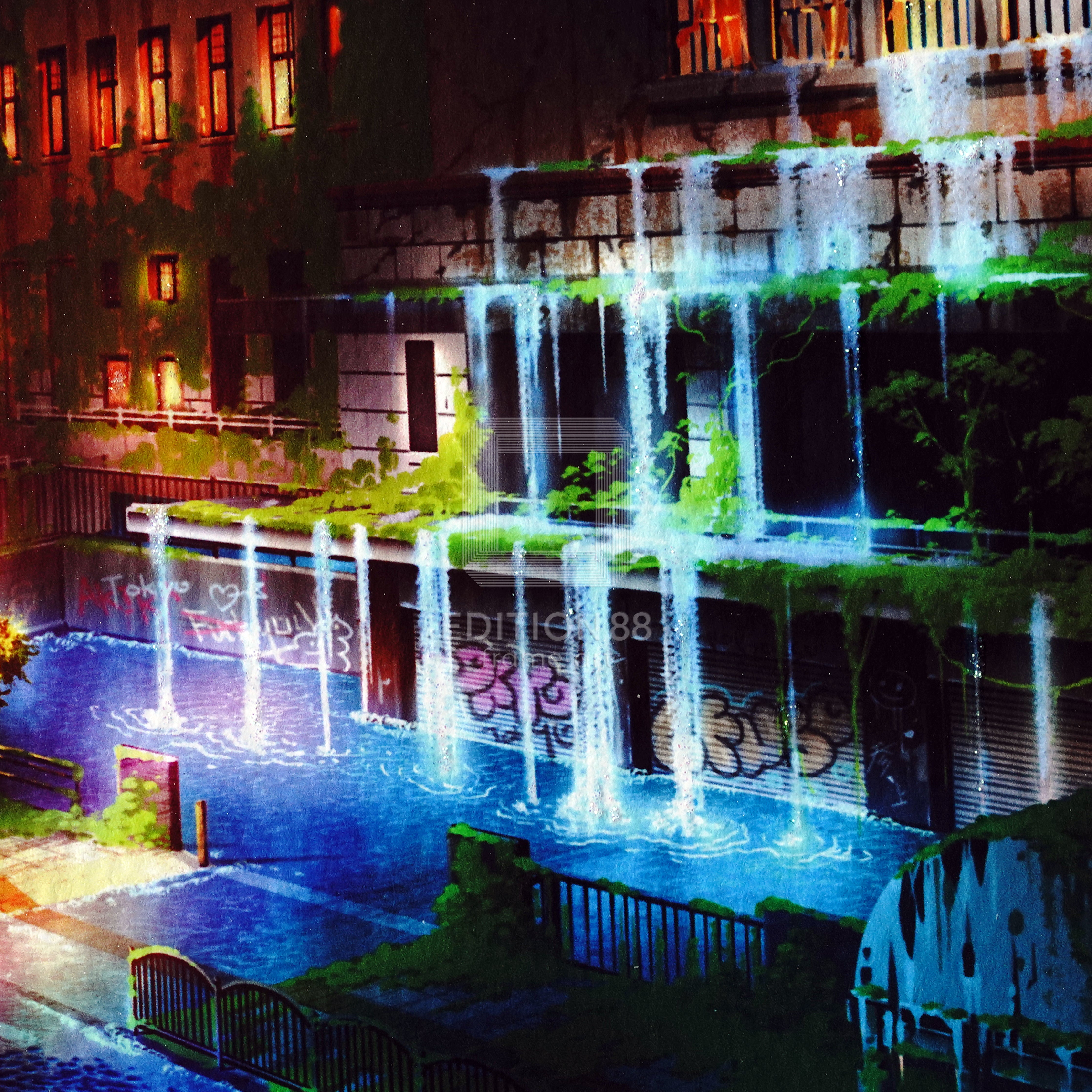 上野駅幻想クリスマス きらめき版 / 東京幻想(直筆サイン入り / 限定21枚) 版画 Edition88