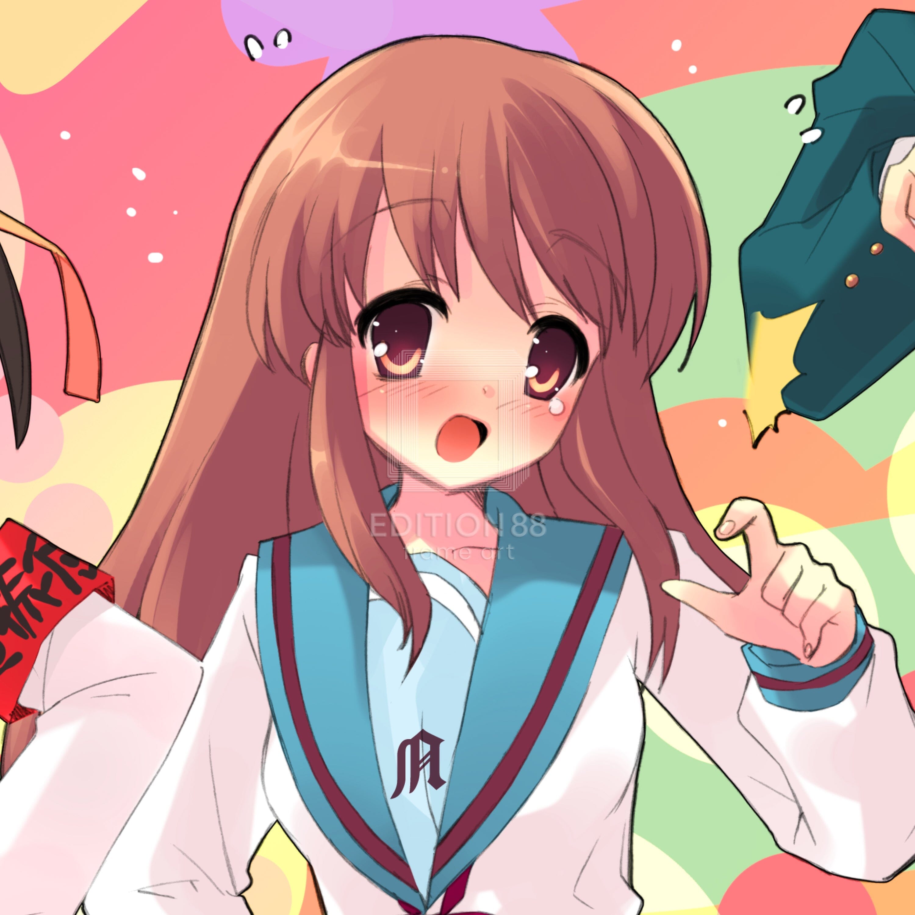 「涼宮ハルヒの憂鬱」版画3(「ザ・スニーカー」用イラスト 2006年8月号)/ いとうのいぢ(直筆サイン入り / 限定300枚) 版画 Edition88