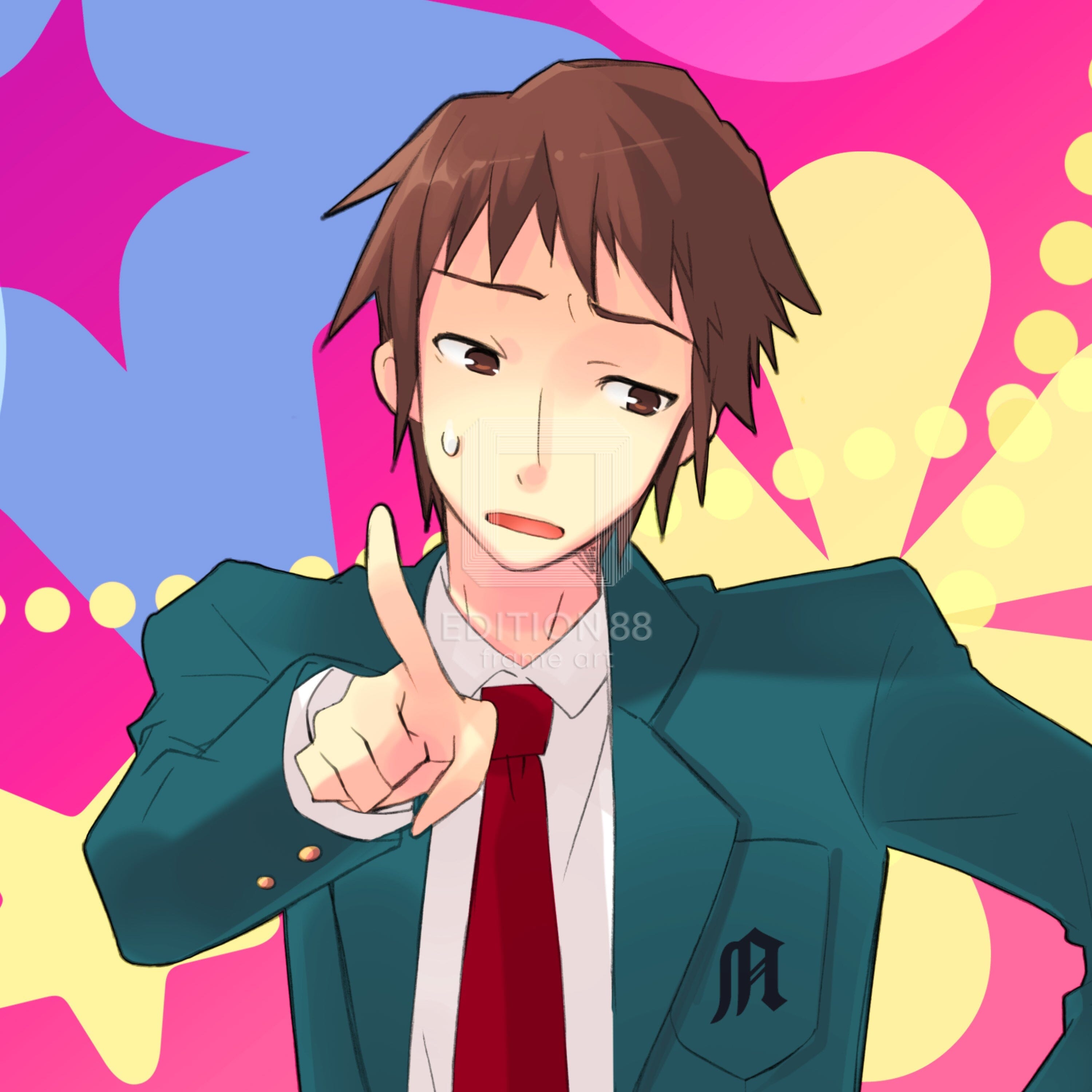 「涼宮ハルヒの憂鬱」版画3(「ザ・スニーカー」用イラスト 2006年8月号)/ いとうのいぢ(直筆サイン入り / 限定300枚) 版画 Edition88