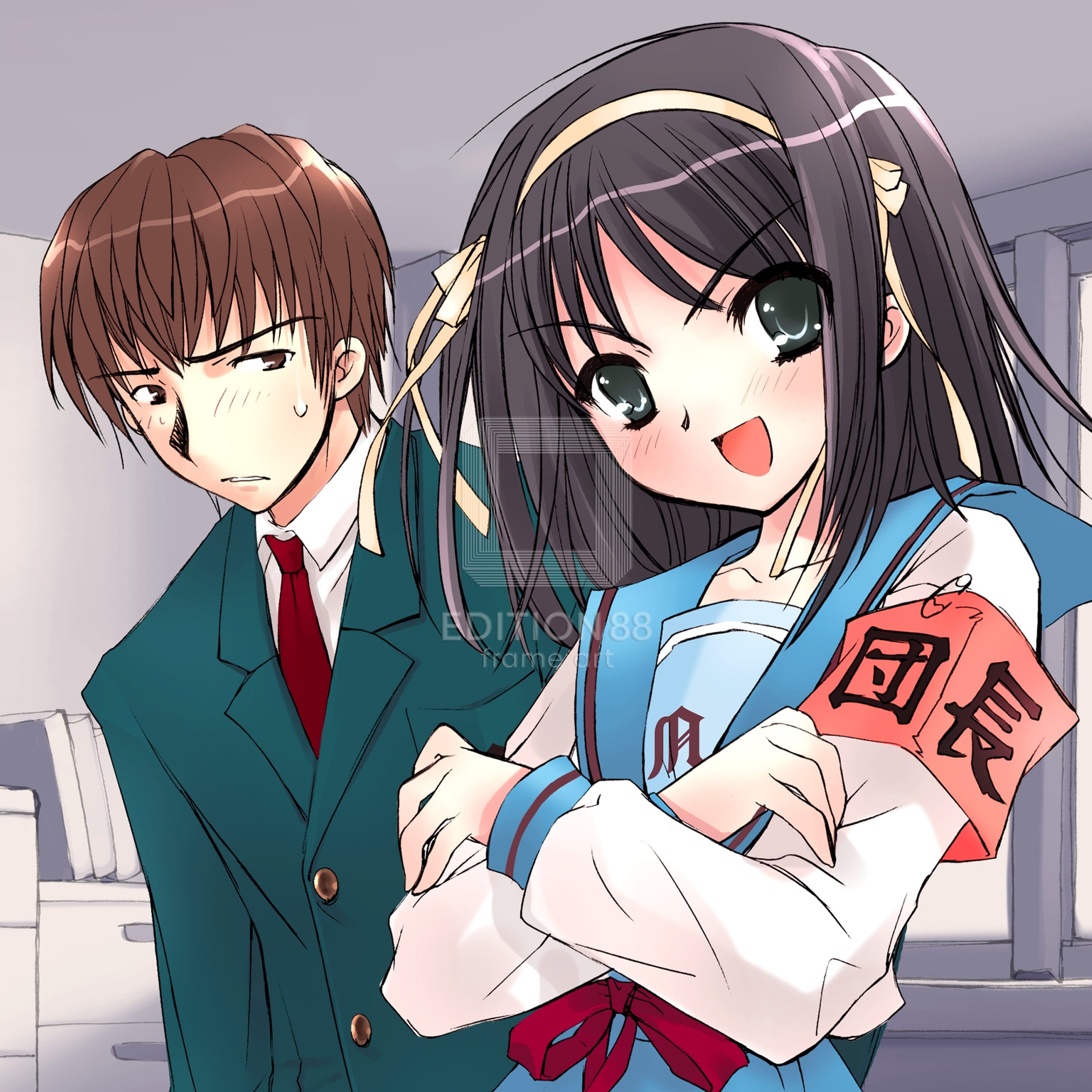 「涼宮ハルヒの憂鬱」版画2(「ザ・スニーカー」用イラスト 2003年6月号)/ いとうのいぢ(直筆サイン入り / 限定300枚) 版画 Edition88