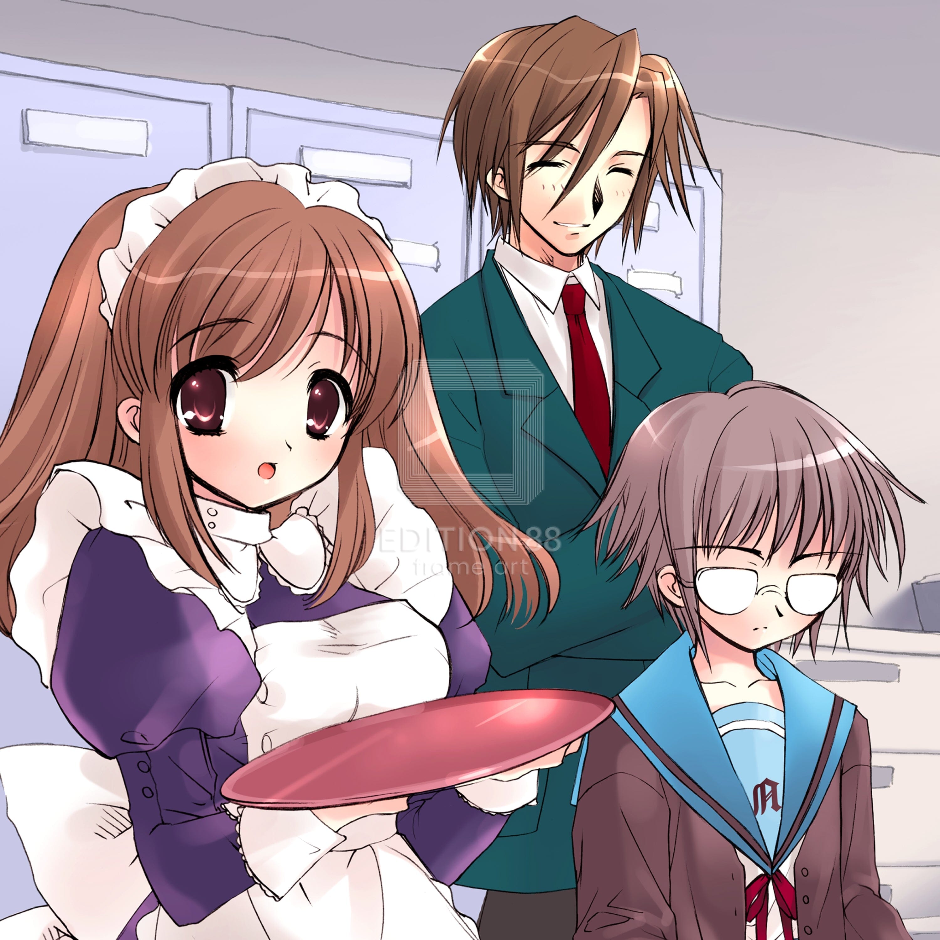 「涼宮ハルヒの憂鬱」版画2(「ザ・スニーカー」用イラスト 2003年6月号)/ いとうのいぢ(直筆サイン入り / 限定300枚) 版画 Edition88