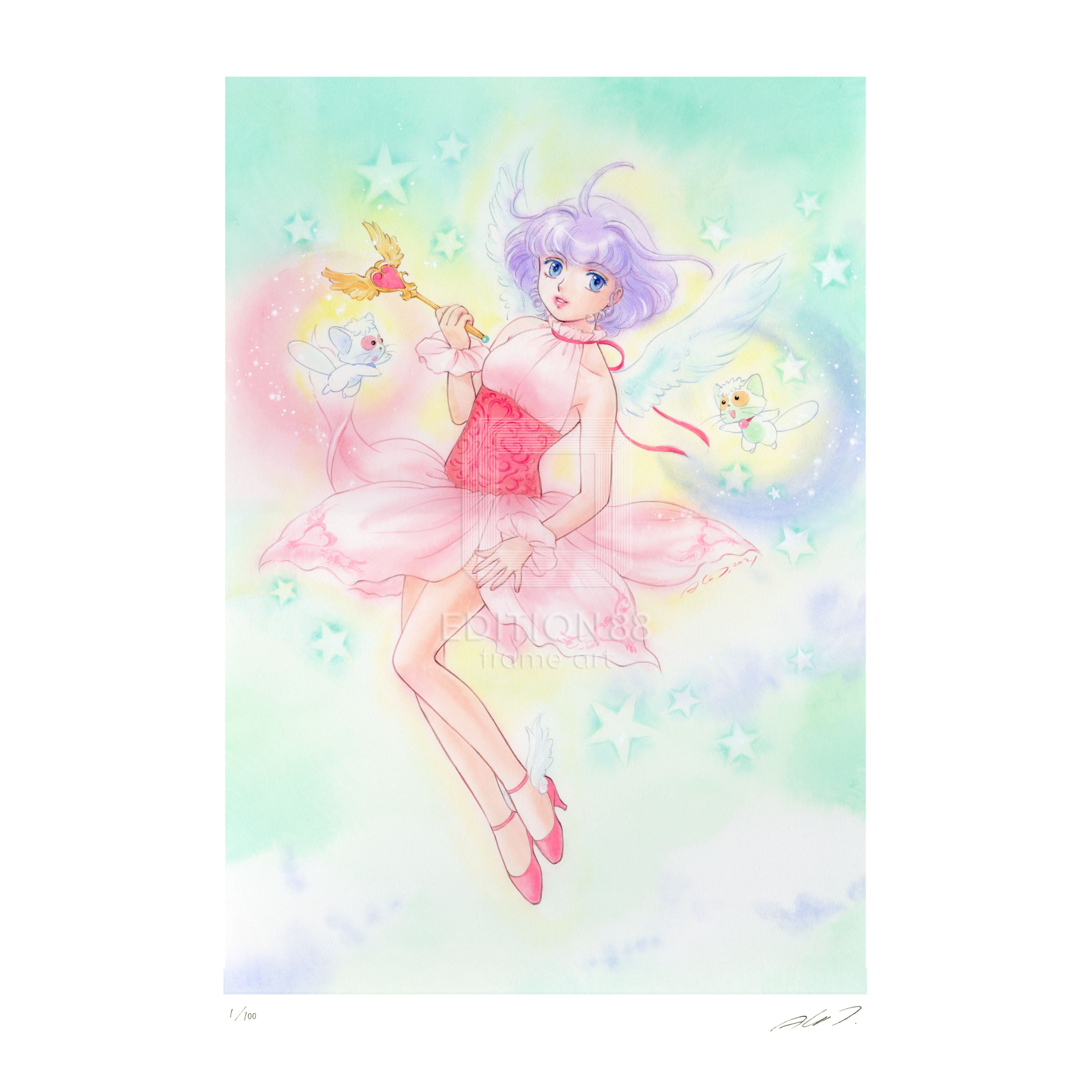 「魔法の天使 クリィミーマミ」 版画 Valentine 2022 /高田明美(直筆サイン入り / 限定100枚) 版画 Edition88