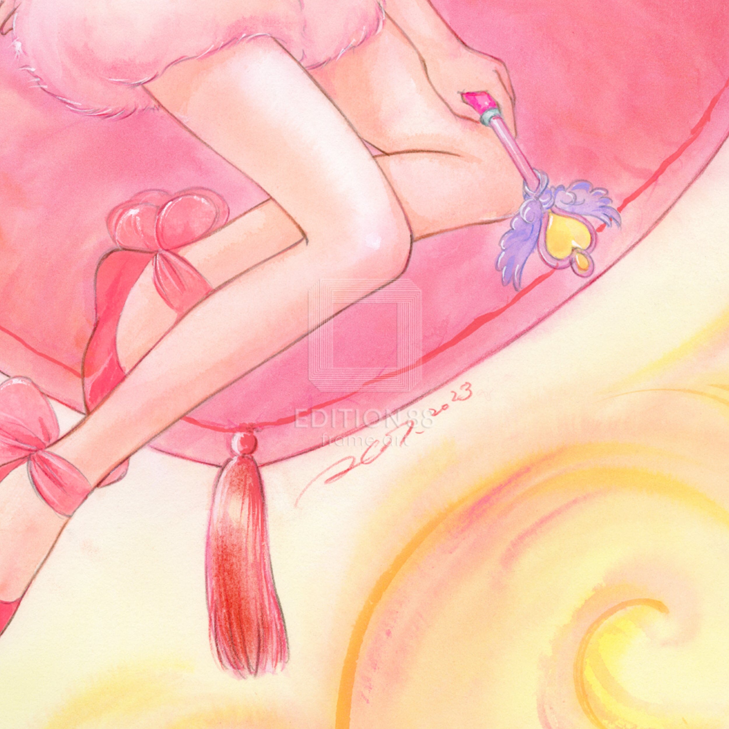 「魔法の天使 クリィミーマミ」版画 Fluffy Sweetheart /高田明美(直筆サイン入り / 限定100枚) 版画 Edition88