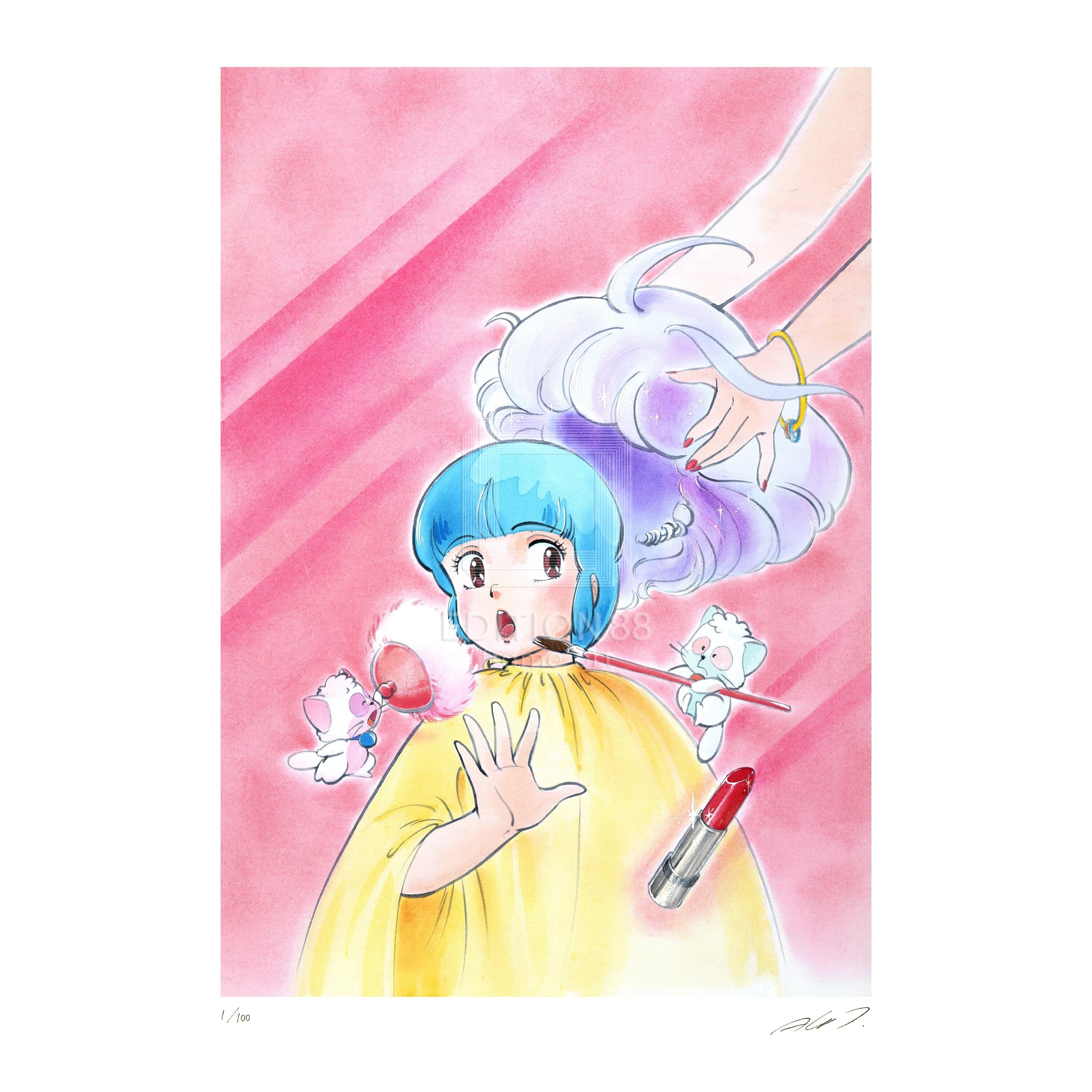 「魔法の天使 クリィミーマミ」 版画 メイクアップ /高田明美(直筆サイン入り / 限定100枚) 版画 Edition88