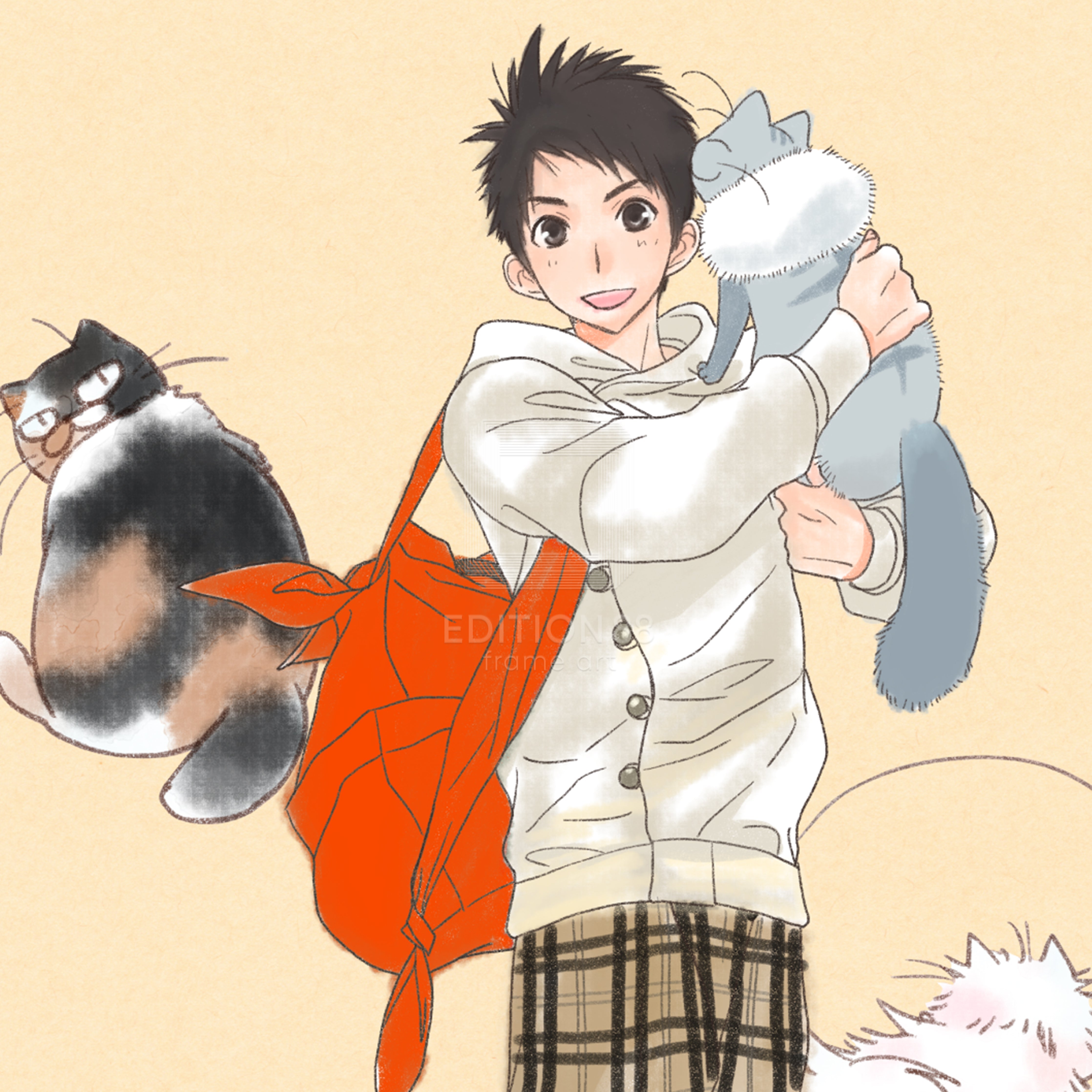 「純喫茶ねこ」版画 第1巻表紙 /杉崎ゆきる(落款入り / 限定100枚) 版画 Edition88