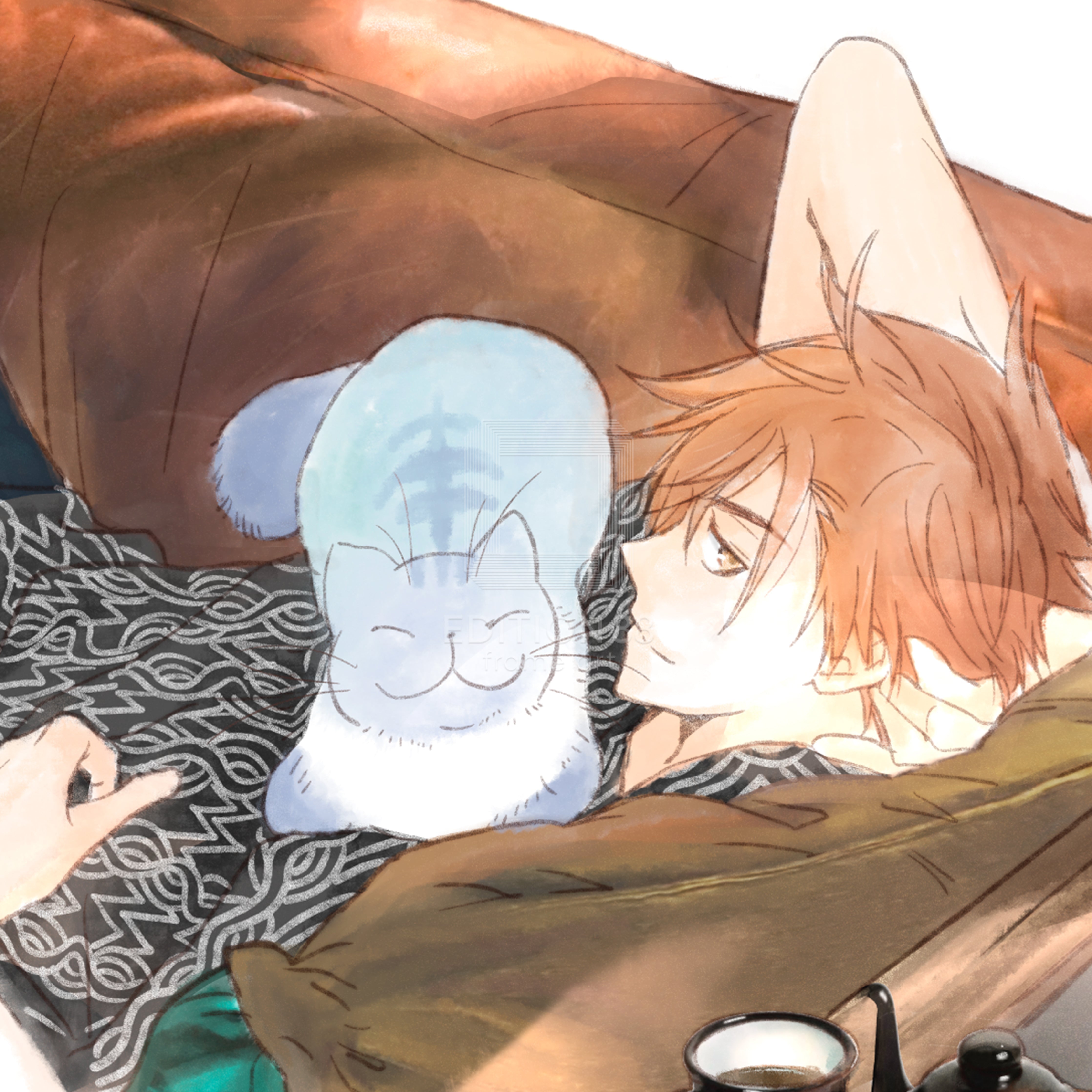 「純喫茶ねこ」版画 第6巻表紙 /杉崎ゆきる(落款入り / 限定100枚) 版画 Edition88