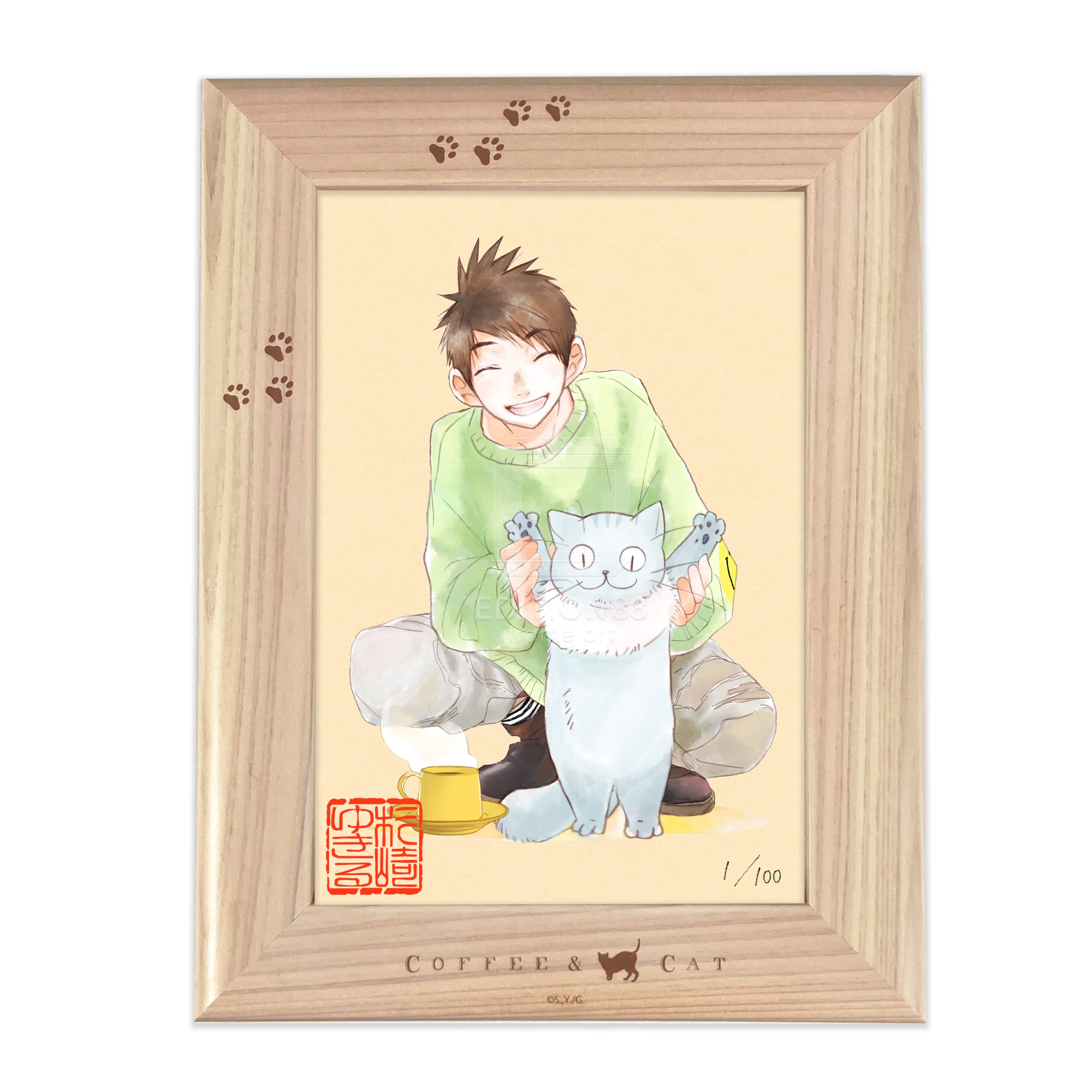 「純喫茶ねこ」版画 第8巻表紙 /杉崎ゆきる(落款入り / 限定100枚) 版画 Edition88