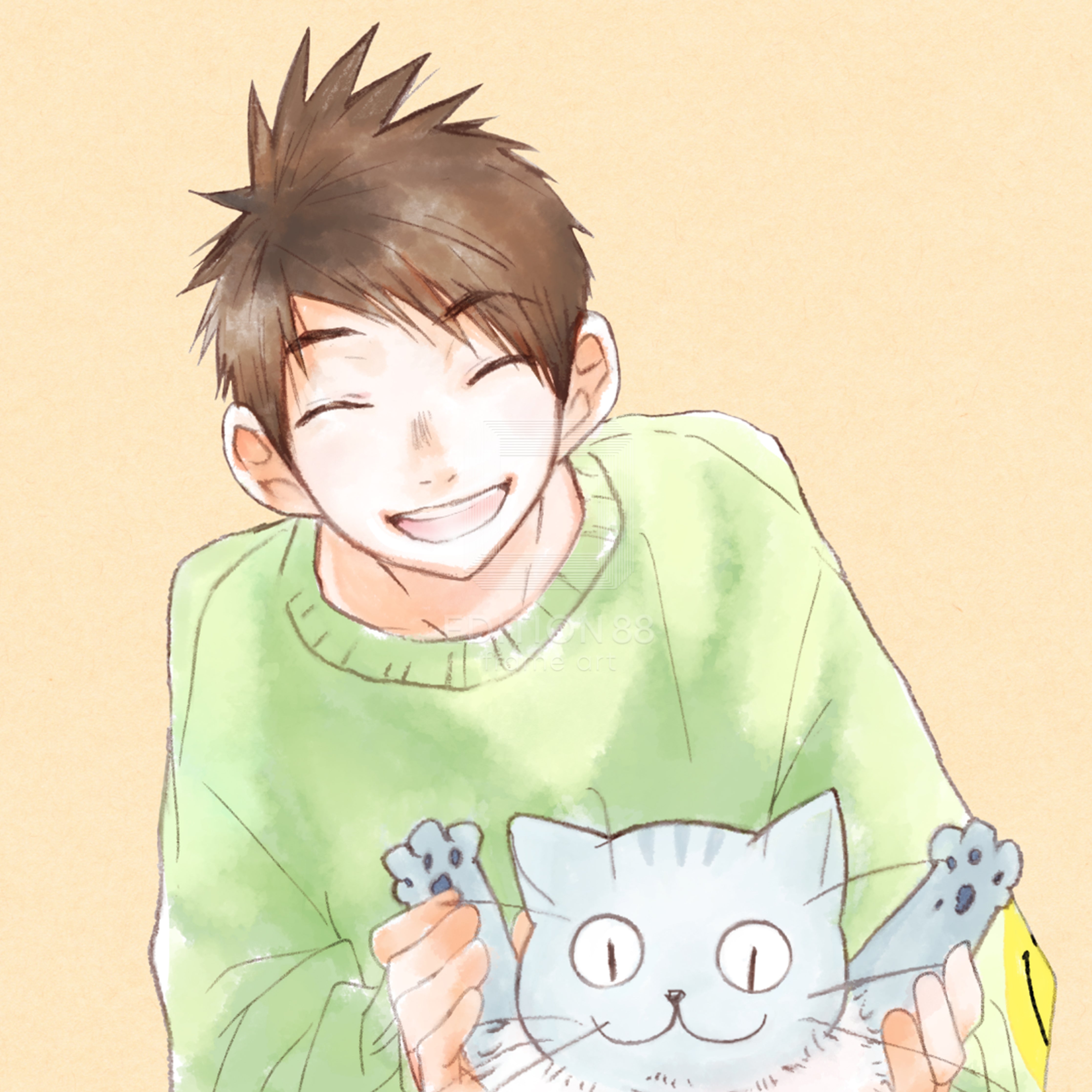 「純喫茶ねこ」版画 第8巻表紙 /杉崎ゆきる(落款入り / 限定100枚) 版画 Edition88