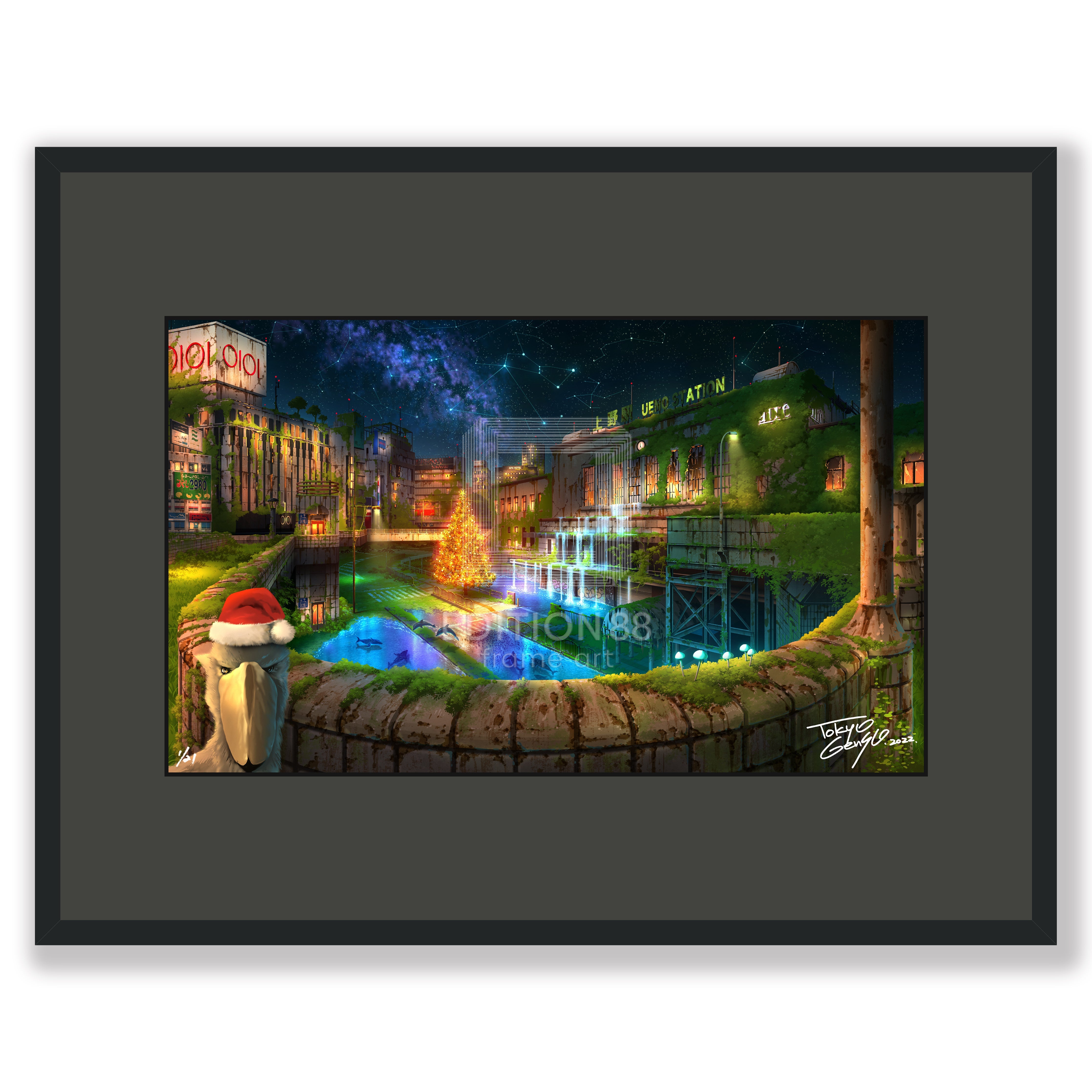 上野駅幻想クリスマス きらめき版 / 東京幻想 版画 Edition88