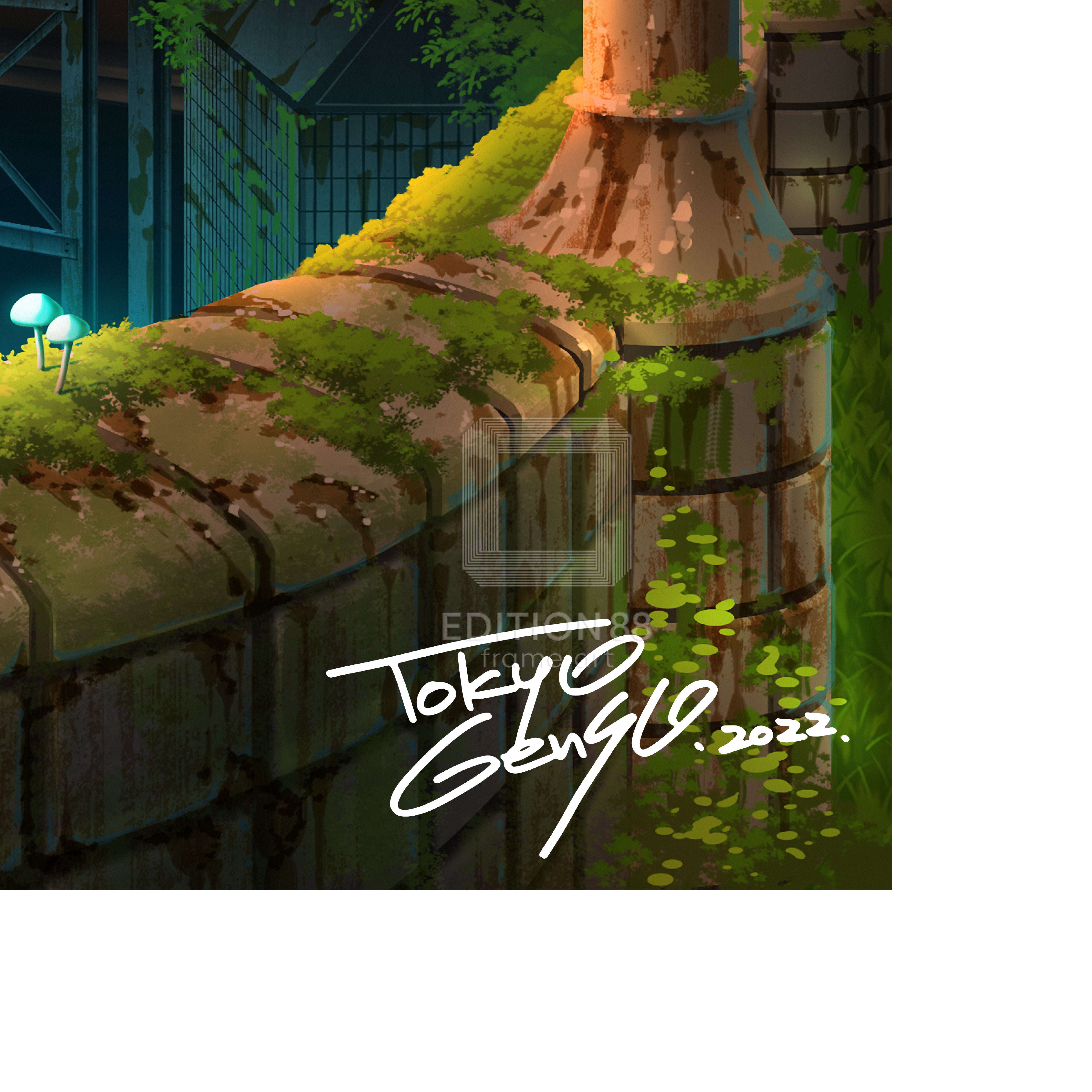 上野駅幻想クリスマス きらめき版 / 東京幻想 版画 Edition88