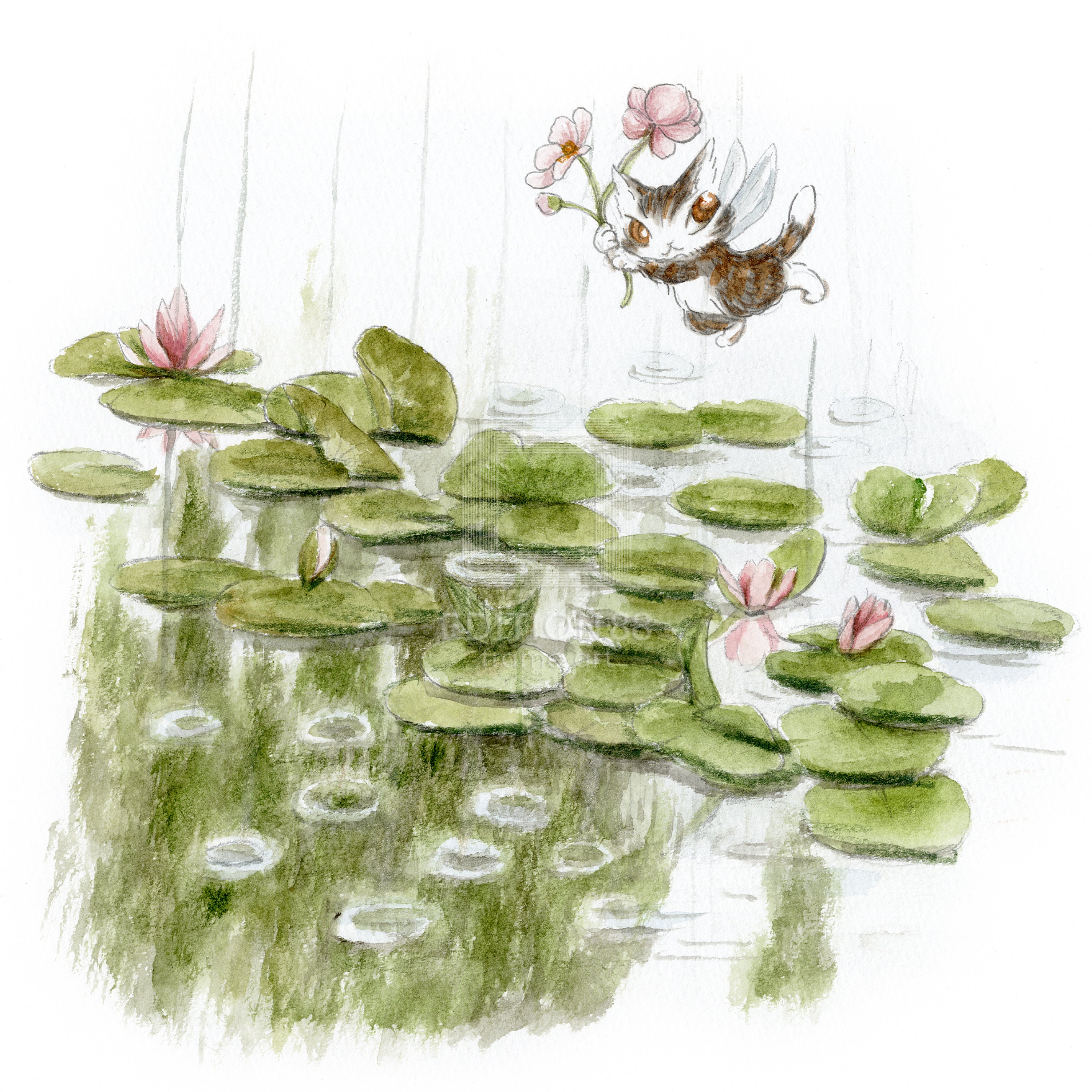 猫のダヤン 88グラフ「ジベルニー モネの庭」/池田あきこ（直筆サイン入り/限定200枚）