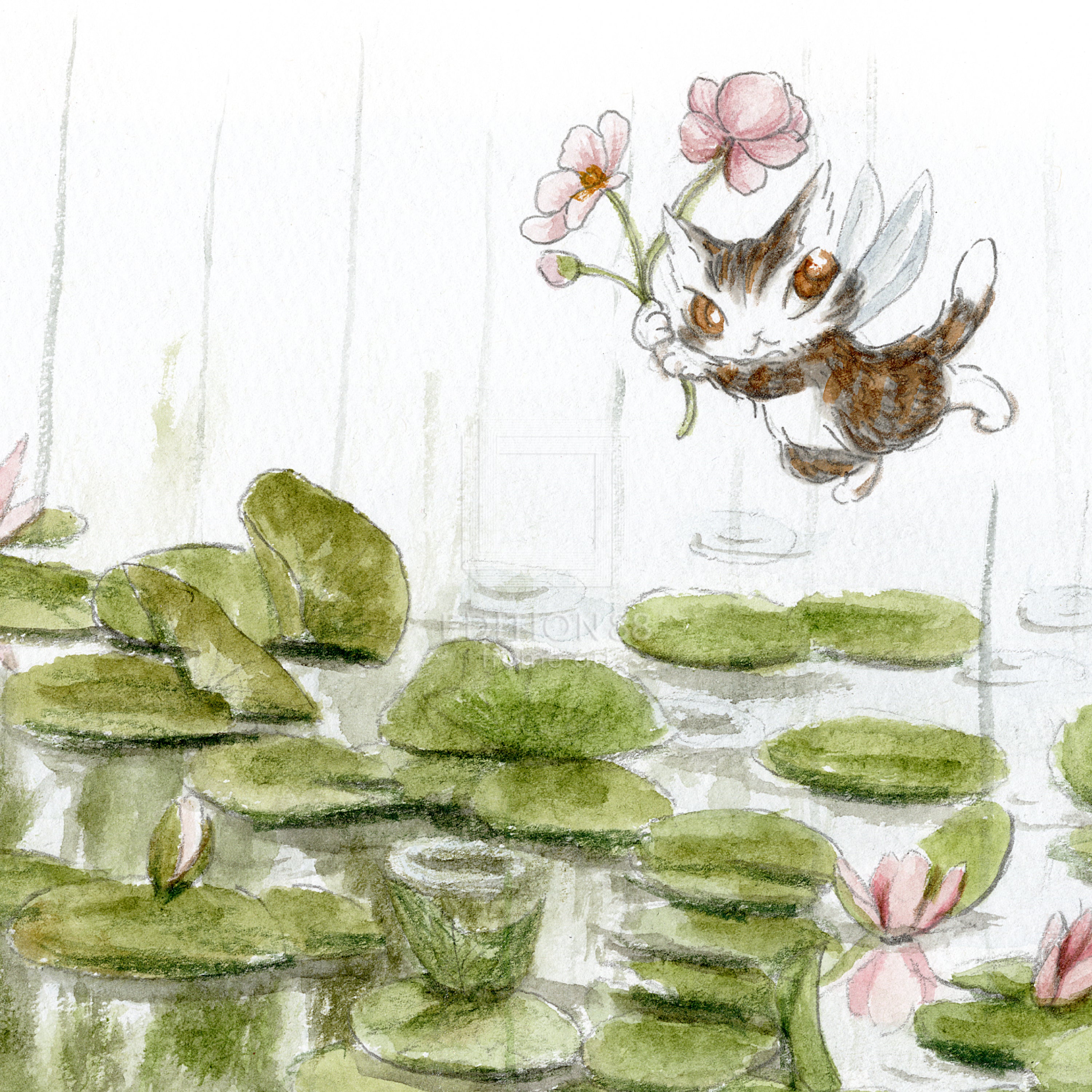 猫のダヤン 88グラフ「ジベルニー モネの庭」/池田あきこ（直筆サイン入り/限定200枚）