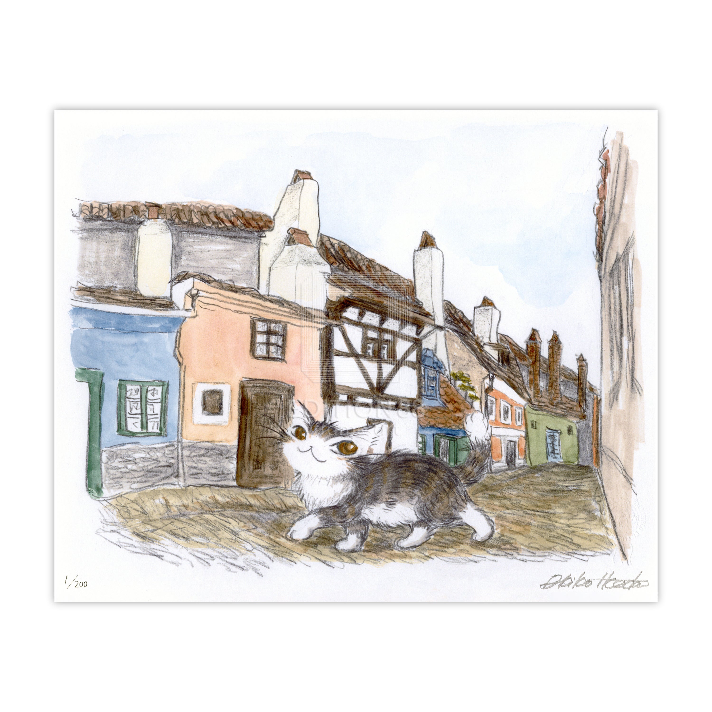 猫のダヤン 88グラフ「プラハ城 黄金の小径」/池田あきこ（直筆サイン入り/限定200枚）