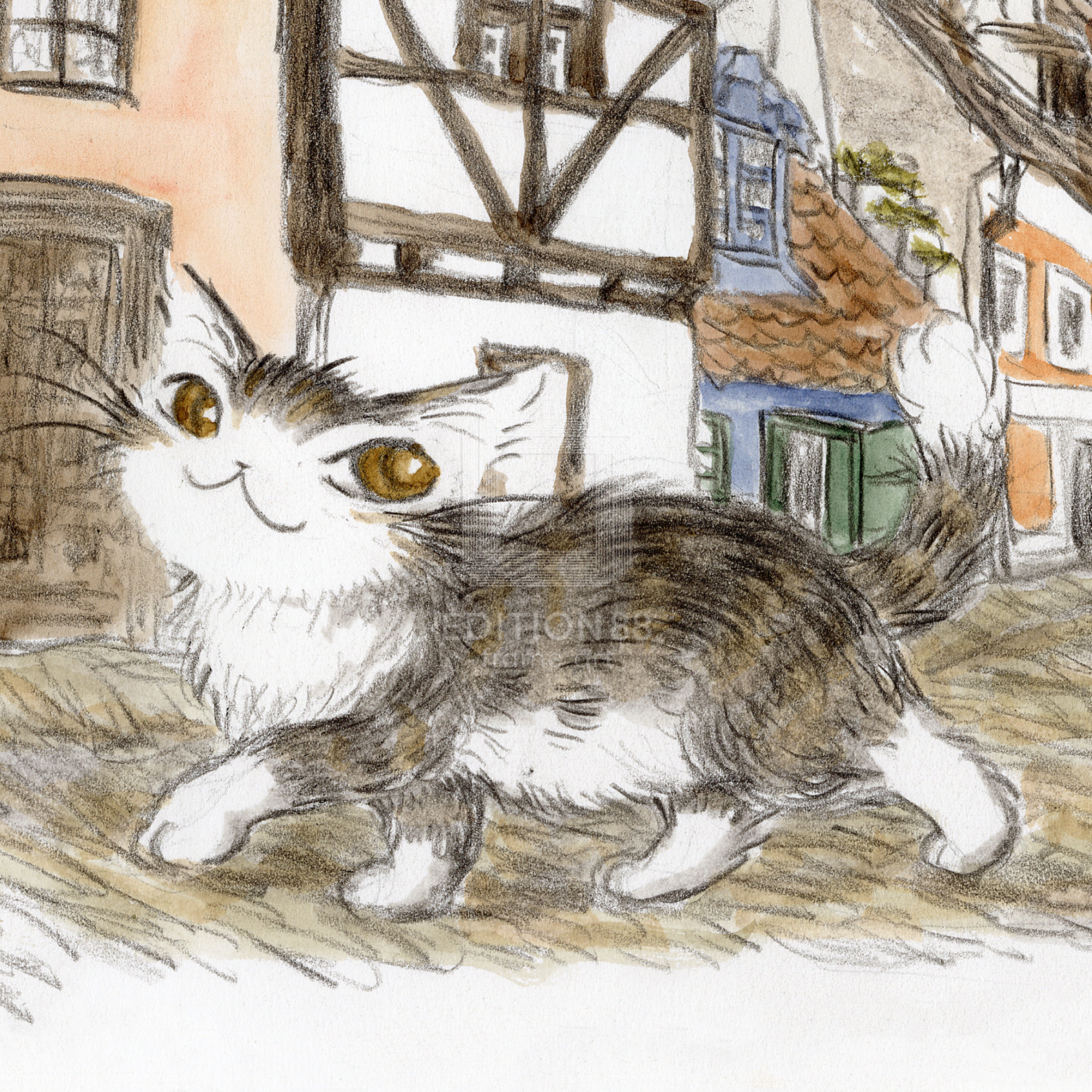 猫のダヤン 88グラフ「プラハ城 黄金の小径」/池田あきこ（直筆サイン入り/限定200枚）