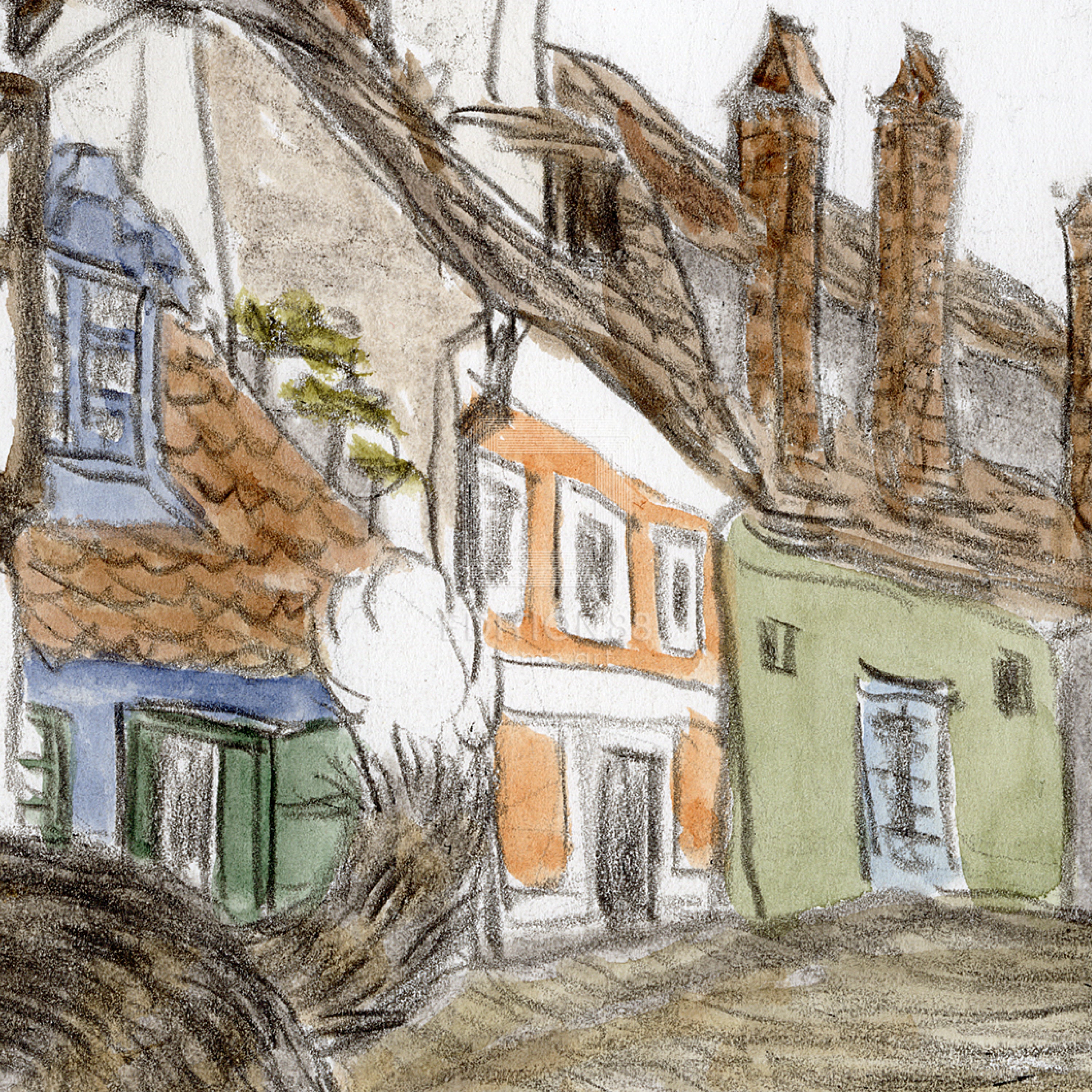 猫のダヤン 88グラフ「プラハ城 黄金の小径」/池田あきこ（直筆サイン入り/限定200枚）