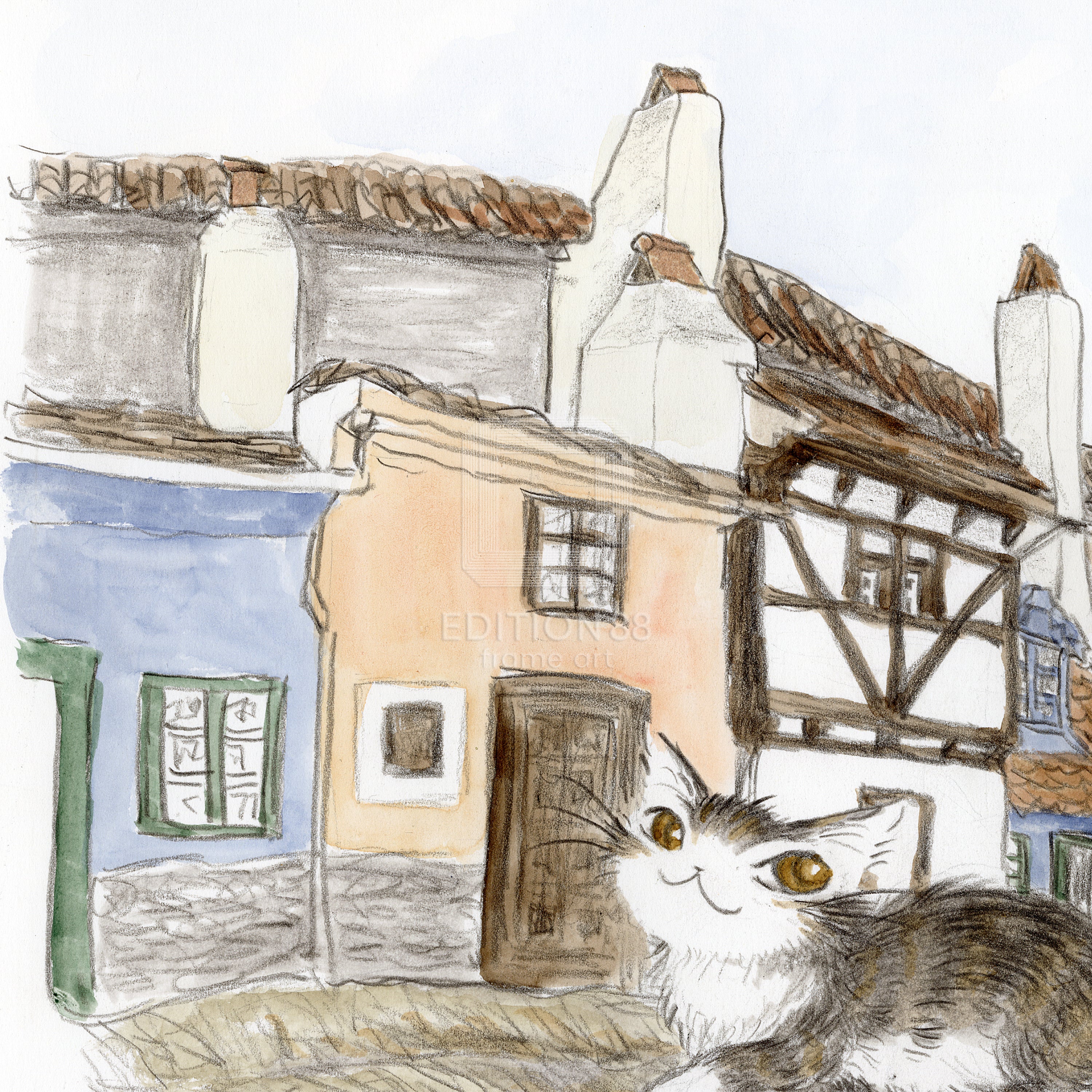 猫のダヤン 88グラフ「プラハ城 黄金の小径」/池田あきこ（直筆サイン入り/限定200枚）