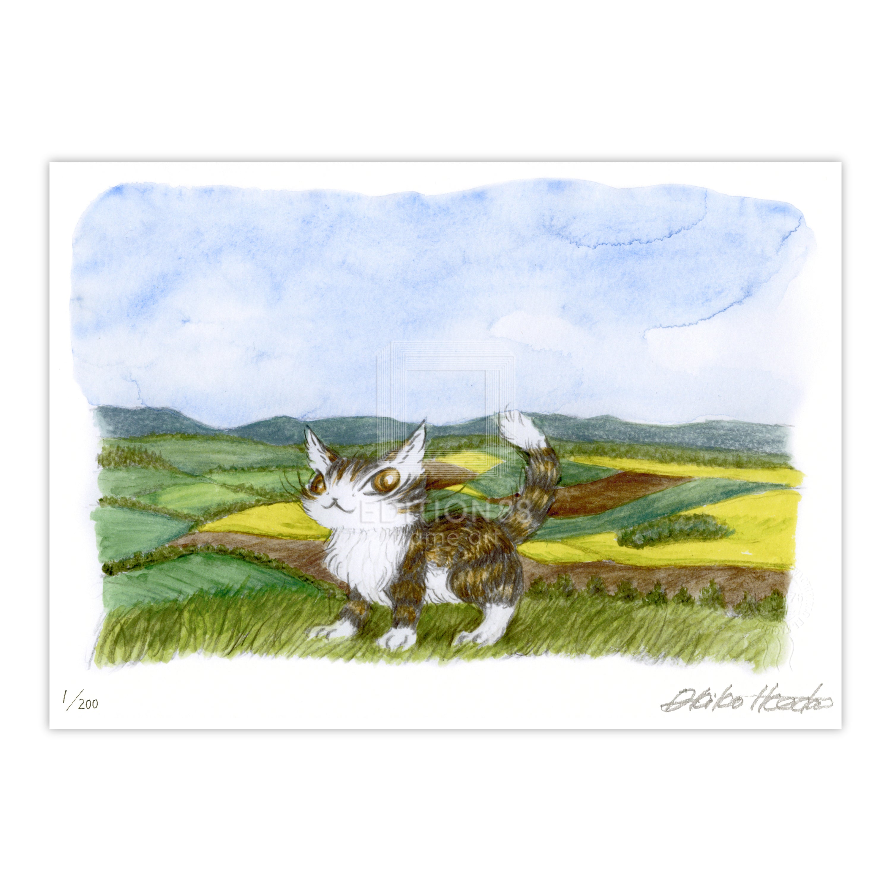 猫のダヤン 88グラフ「モラヴィア大平原に立つ」/池田あきこ（直筆サイン入り/限定200枚）