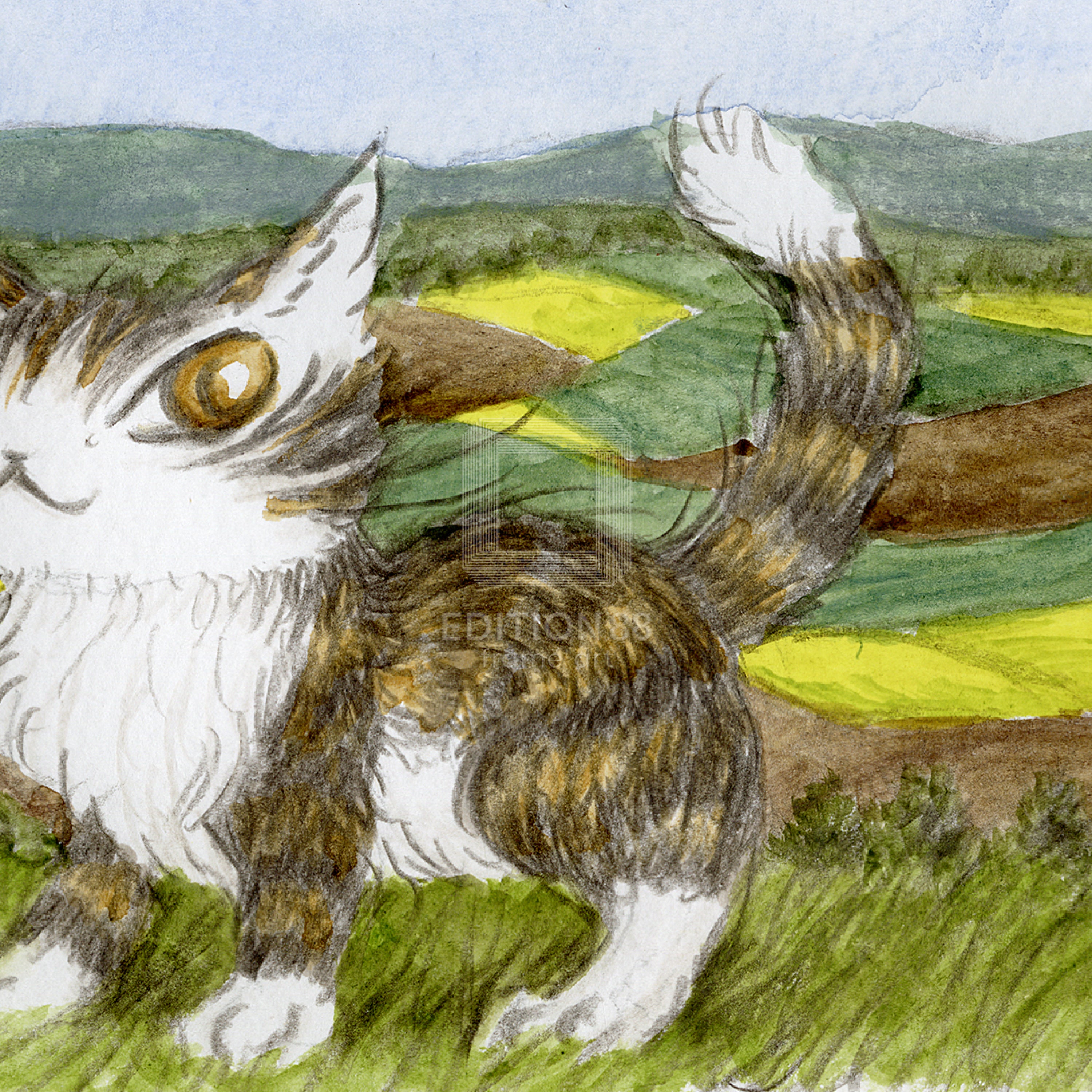 猫のダヤン 88グラフ「モラヴィア大平原に立つ」/池田あきこ（直筆サイン入り/限定200枚）