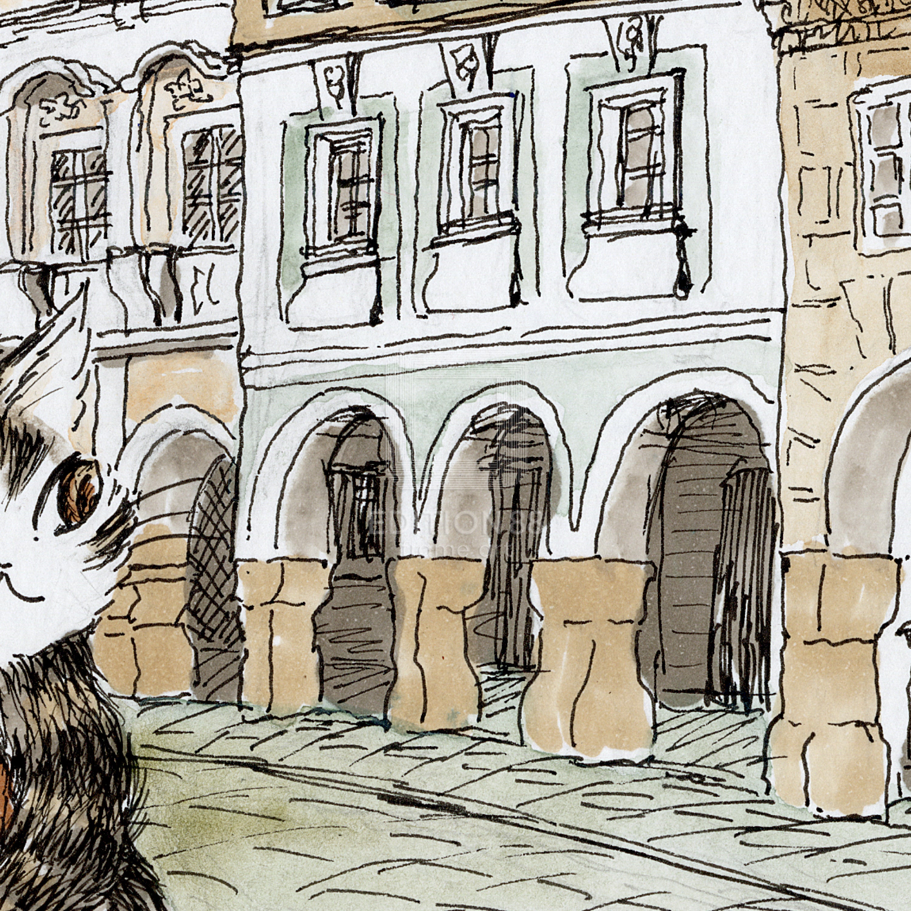 猫のダヤン 88グラフ「テルチの街並み」/池田あきこ（直筆サイン入り/限定200枚）