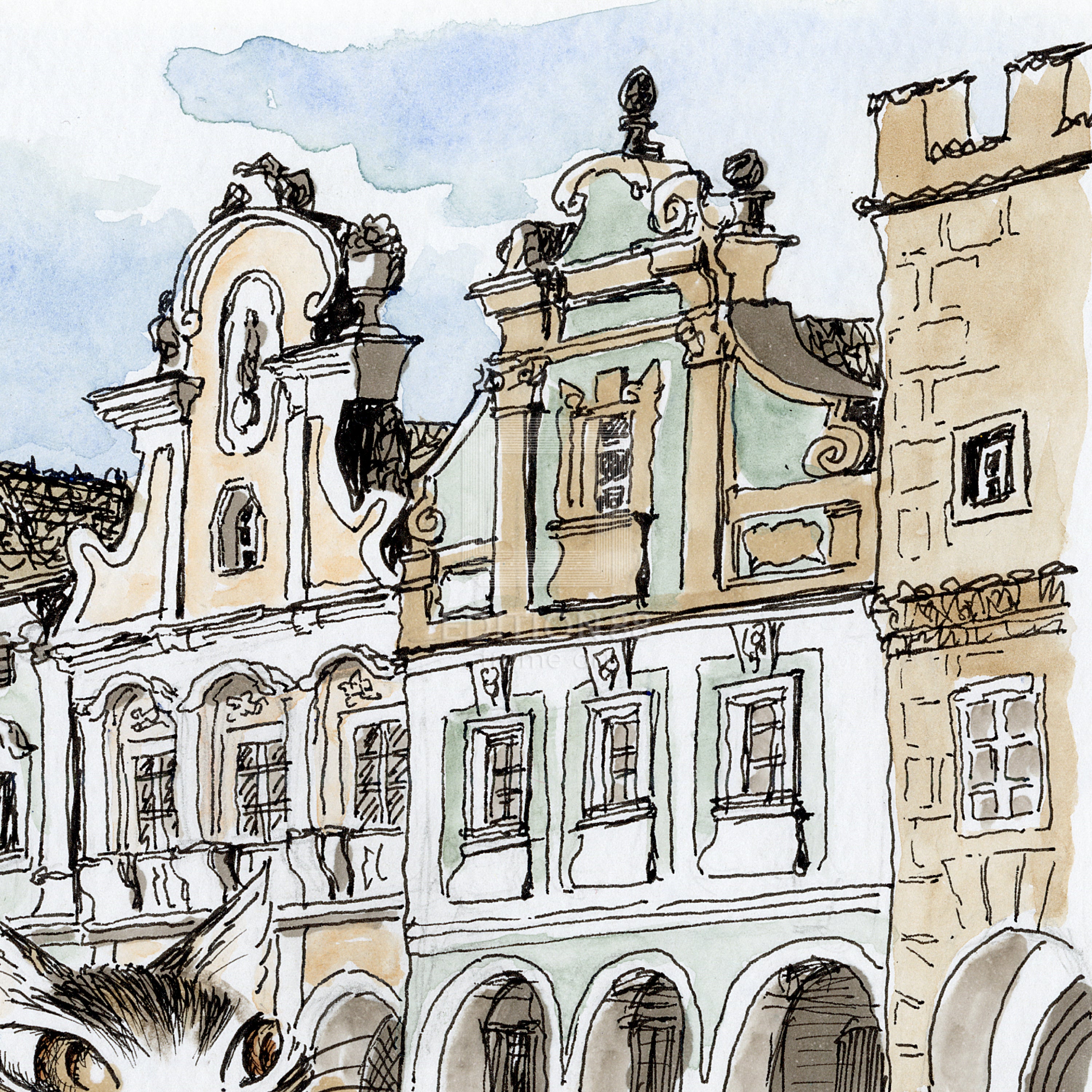 猫のダヤン 88グラフ「テルチの街並み」/池田あきこ（直筆サイン入り/限定200枚）