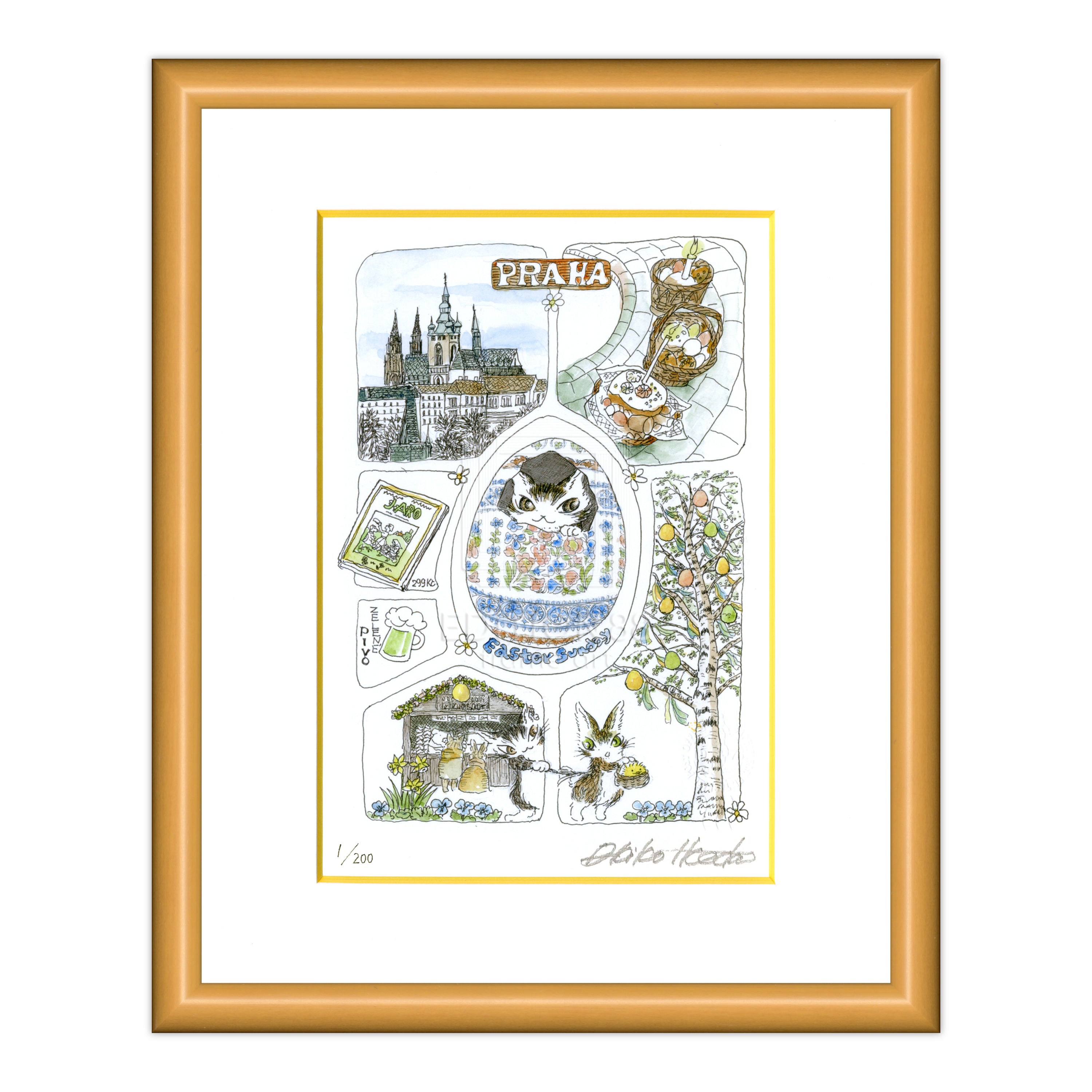 猫のダヤン 88グラフ「プラハのイースター」/池田あきこ（直筆サイン入り/限定200枚）