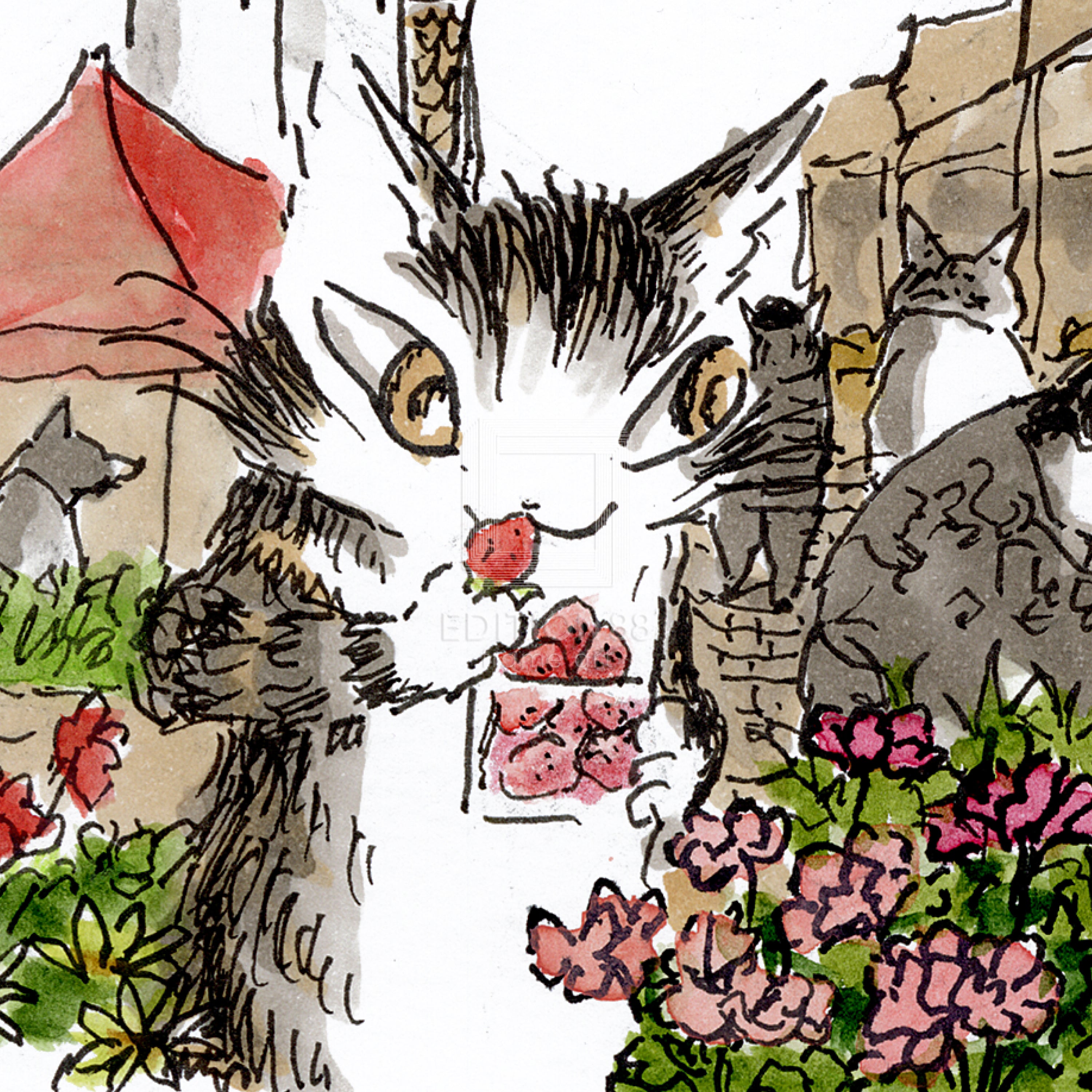 猫のダヤン 88グラフ「キヨフの土曜市」/池田あきこ（直筆サイン入り/限定200枚）